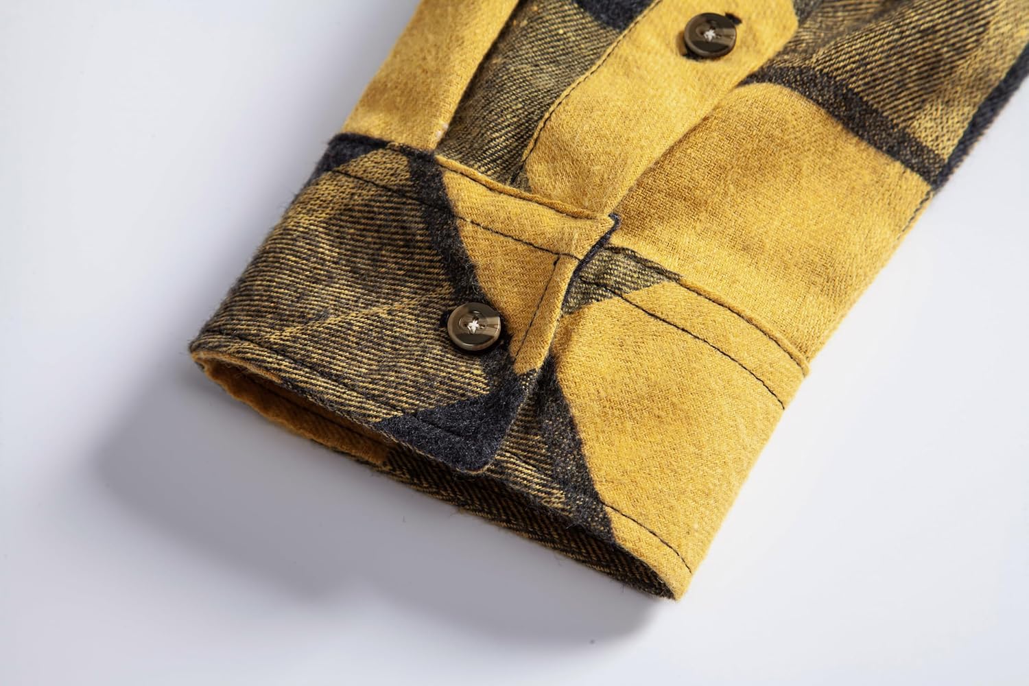 Mens Flannel Plaid Shirts Regual Fit Casual Long Sleeve Button Down Fleece Shirts - Image 5