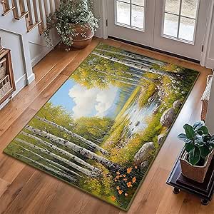 Amazon.com: 5 x 8 Birch Tree Large Rug, Forest Rug for Kids Room ...