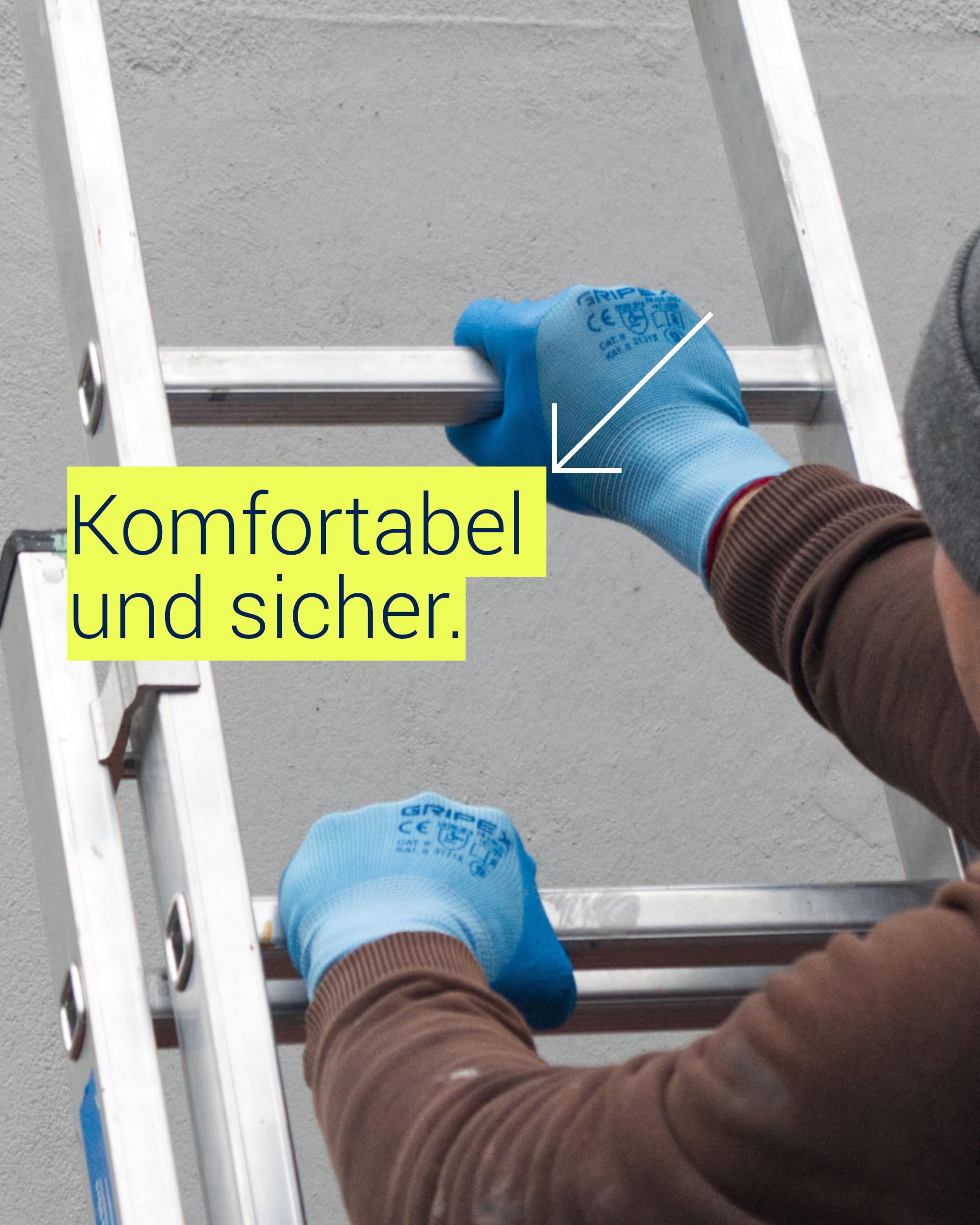 Trevendo Arbeitshandschuhe - Gripex - blaue Montagehandschuhe - Latex-Beschichtung - optimaler Grip für präzises Arbeiten - Gartenhandschuh - Damen & Herren, 36 Paar, Größe 10