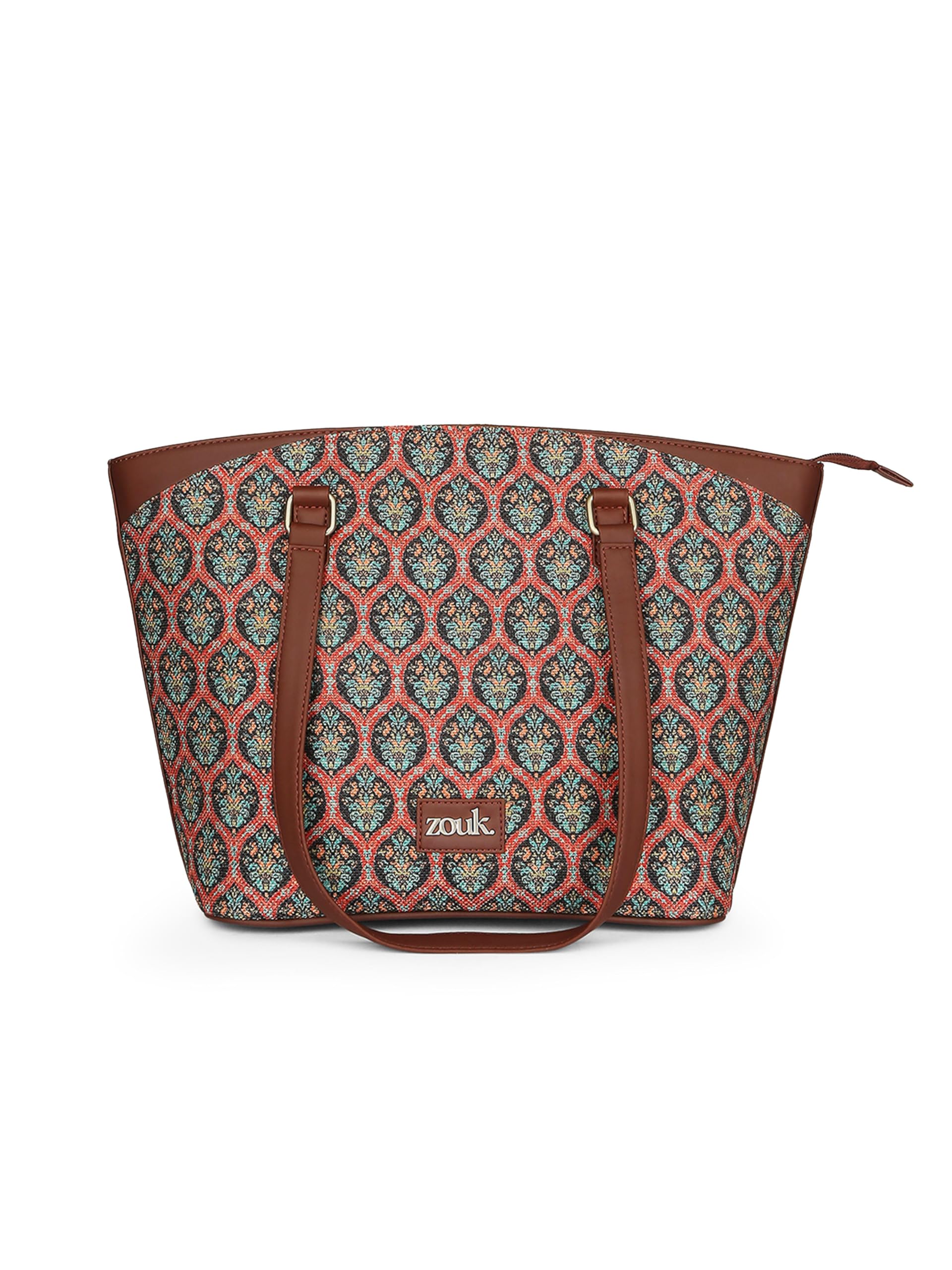 ZOUK Udaipur Meenakari Motif Printed Vegan Black Classic Travel Tote For Womens Ladies (B0D9JX57BV) Amazon Price History, Amazon Price Tracker