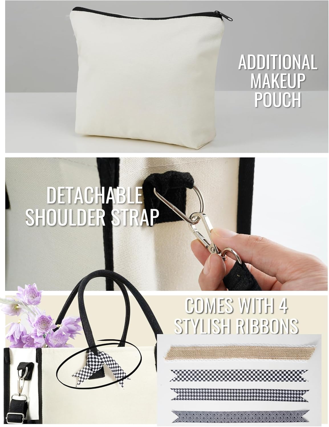 InnoBeta Accountant Gifts for Women Canvas Tote Bag on Birthday & Christmas, Tote with Top Zipper Closure and Shoulder Strap - Image 5