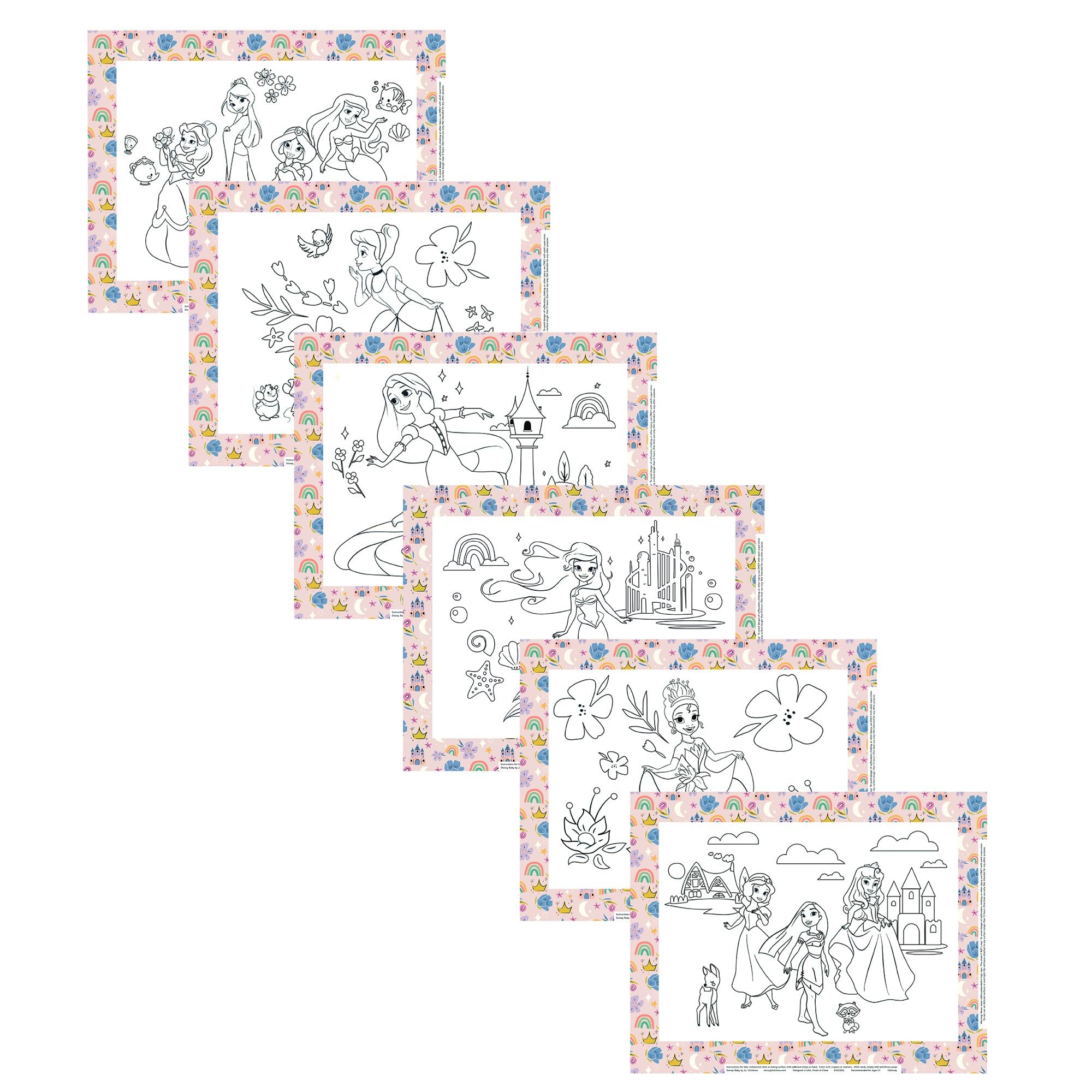J.L. Childress Disney Baby ColorMe Disposable Placemat 24 Pack - Princess