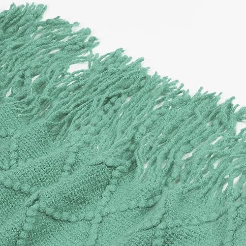 Miniatura 4 de Catalonia Classic Manta de punto con borla, suave y acogedora manta con flecos para sofá cama, cama, ligera, decorativa, moderna, texturizada para