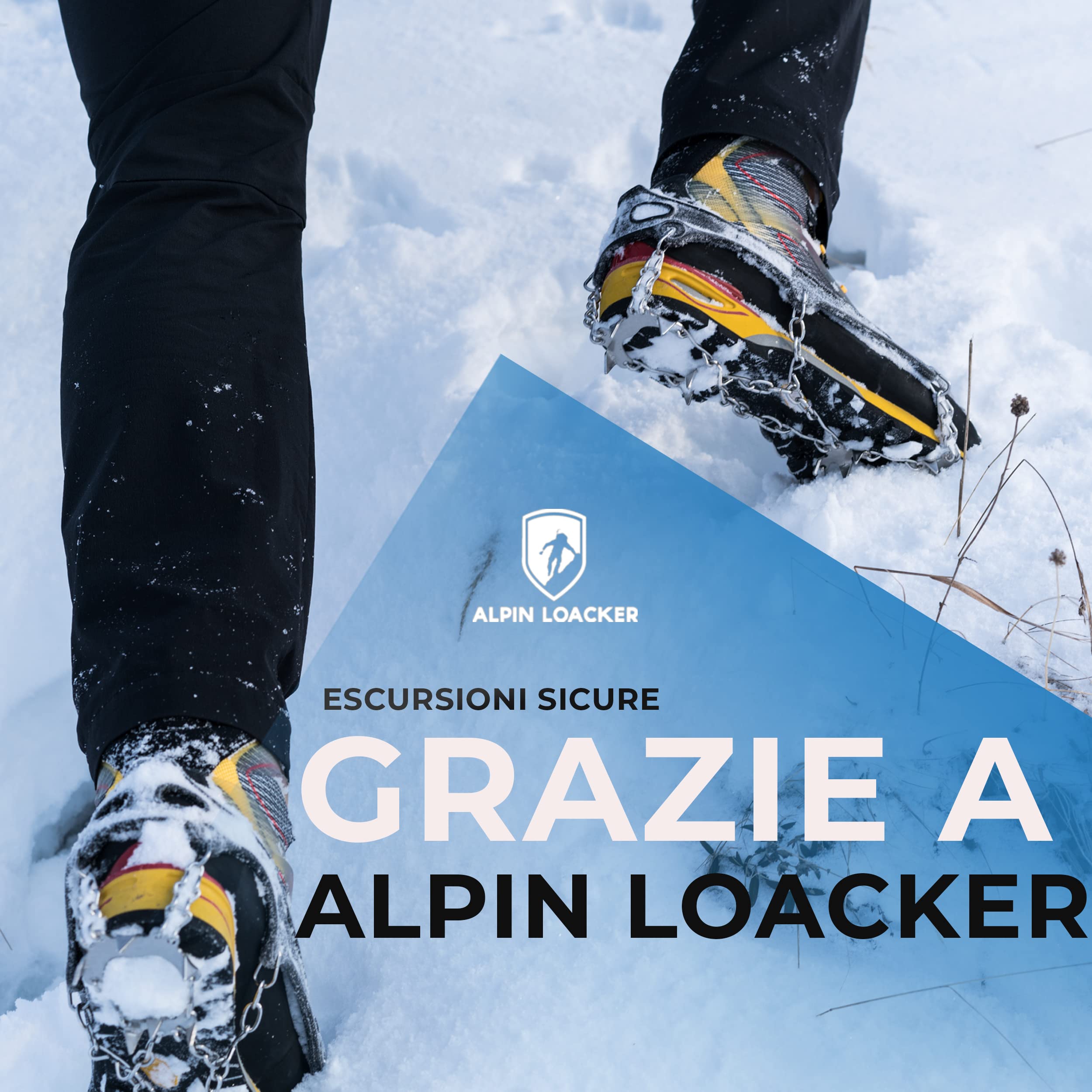 Alpin Loacker Chain PRO 18 Ramponcini per Scarponi Uomo e Donna, Ramponi da Neve per Escursioni e Trekking, M