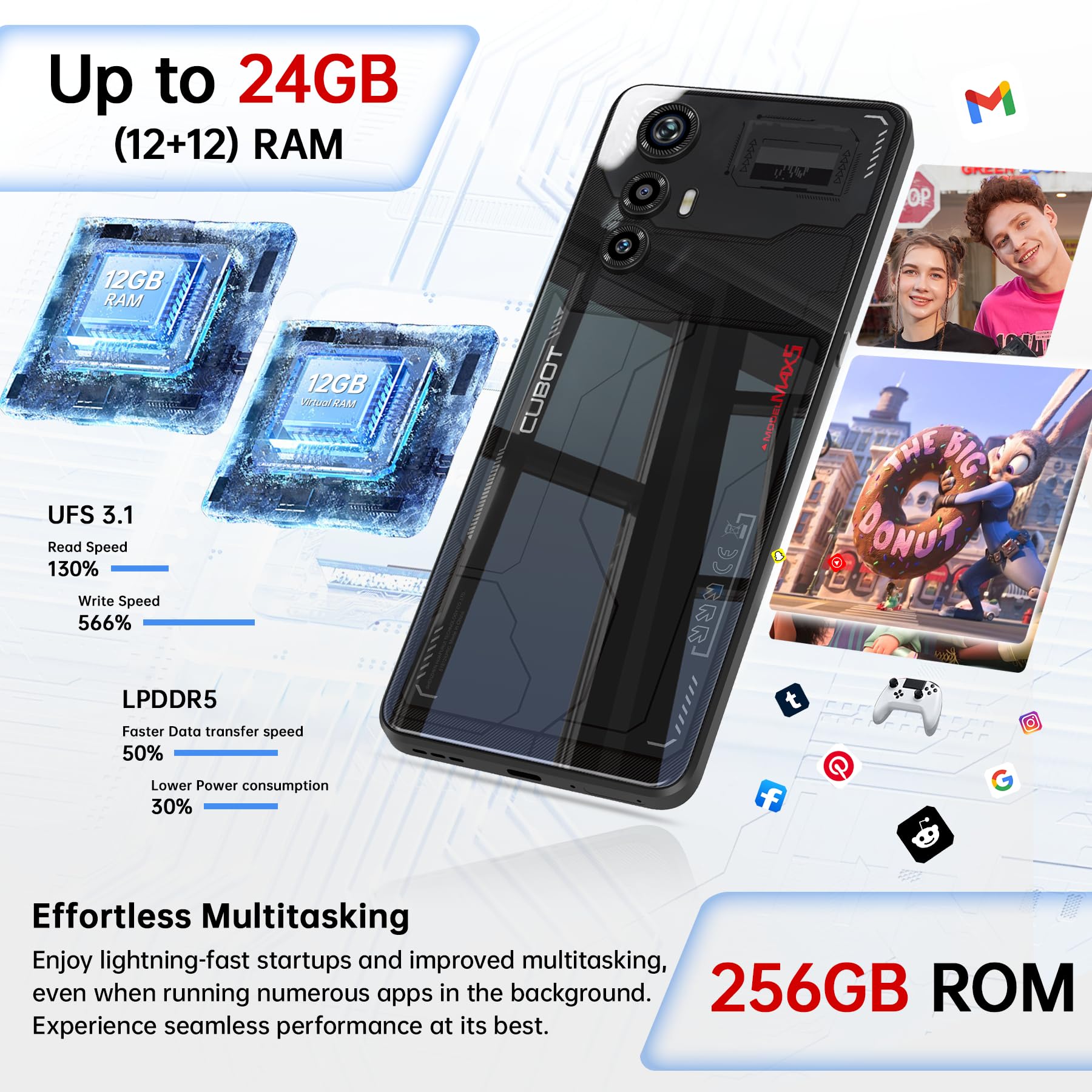 CUBOT MAX 5(2024) Smartphone 5G - 24GB+256GB/1TB Sim Free