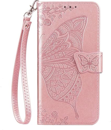 Miniatura 2 de Funda protectora para Samsung Galaxy A32 5G, piel sintética, con correa para muñeca, ranuras para tarjetas, bolsillo en relieve, diseño de flores y