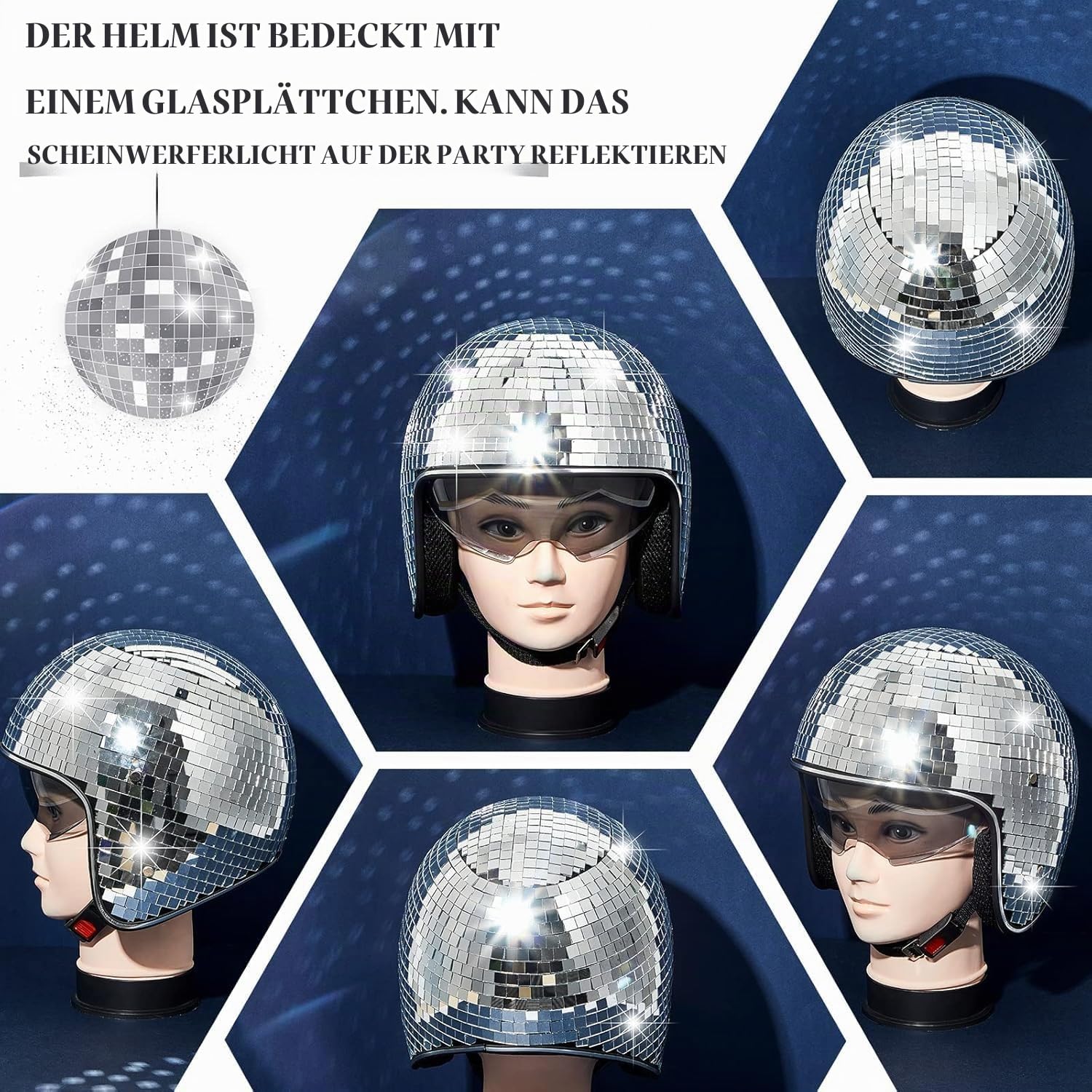 Pipihome Discokugel Hüte - Diskokugel Helm | Glitzer Spiegel Glas Discokugel Hut Helm | DiscoDekor Helme | Disco Spiegel Glitzerball Helme | Disco Spiegel Hut | Glitzer Spiegel Glas Disco Ball Hut