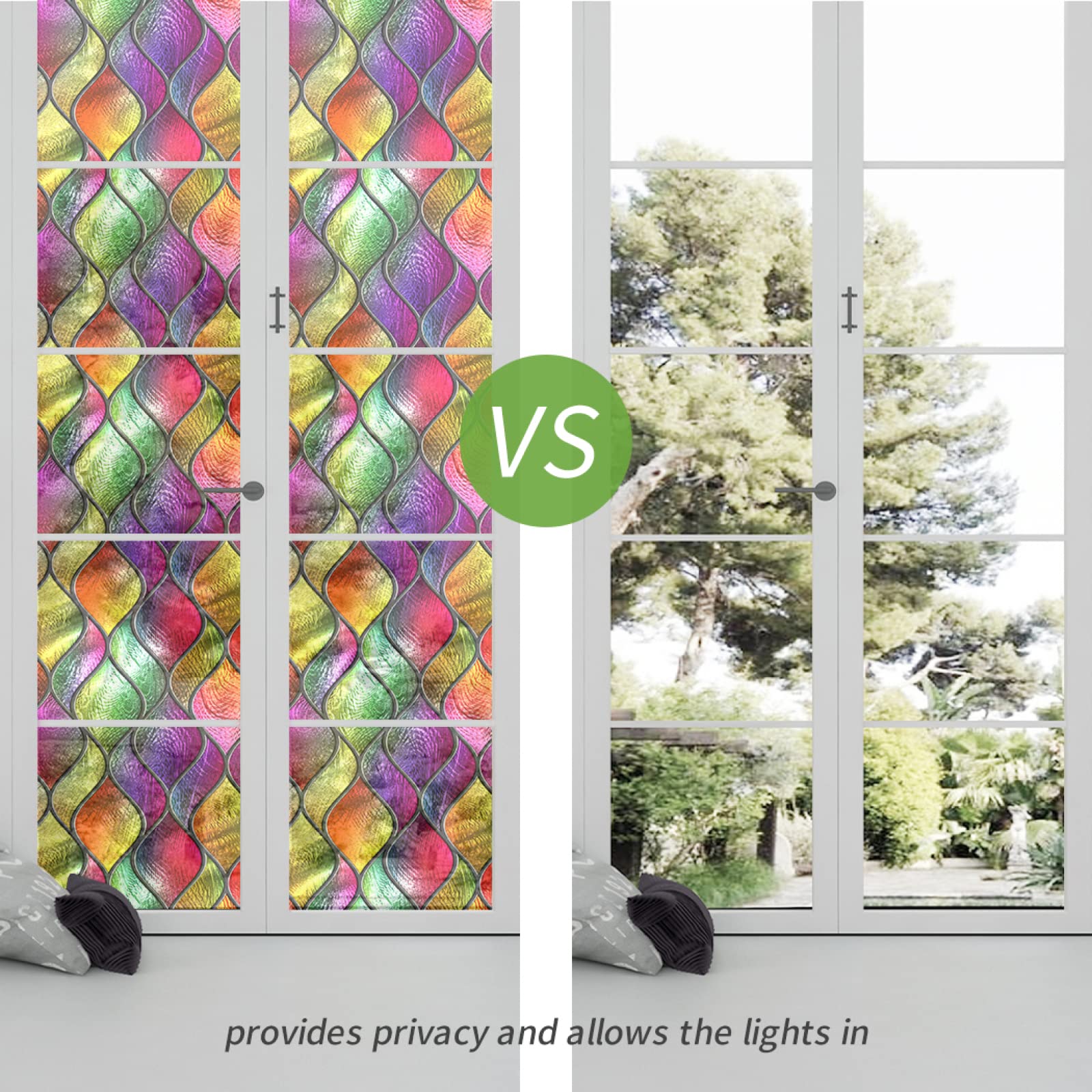 Pellicola per vetri oscurante,Pellicola privacy finestre,anti-peeping,Autoadesive,Anti-UV,strisce colorate ,Ideale per Ufficio Camera da Letto Sala(90cmx200cm)