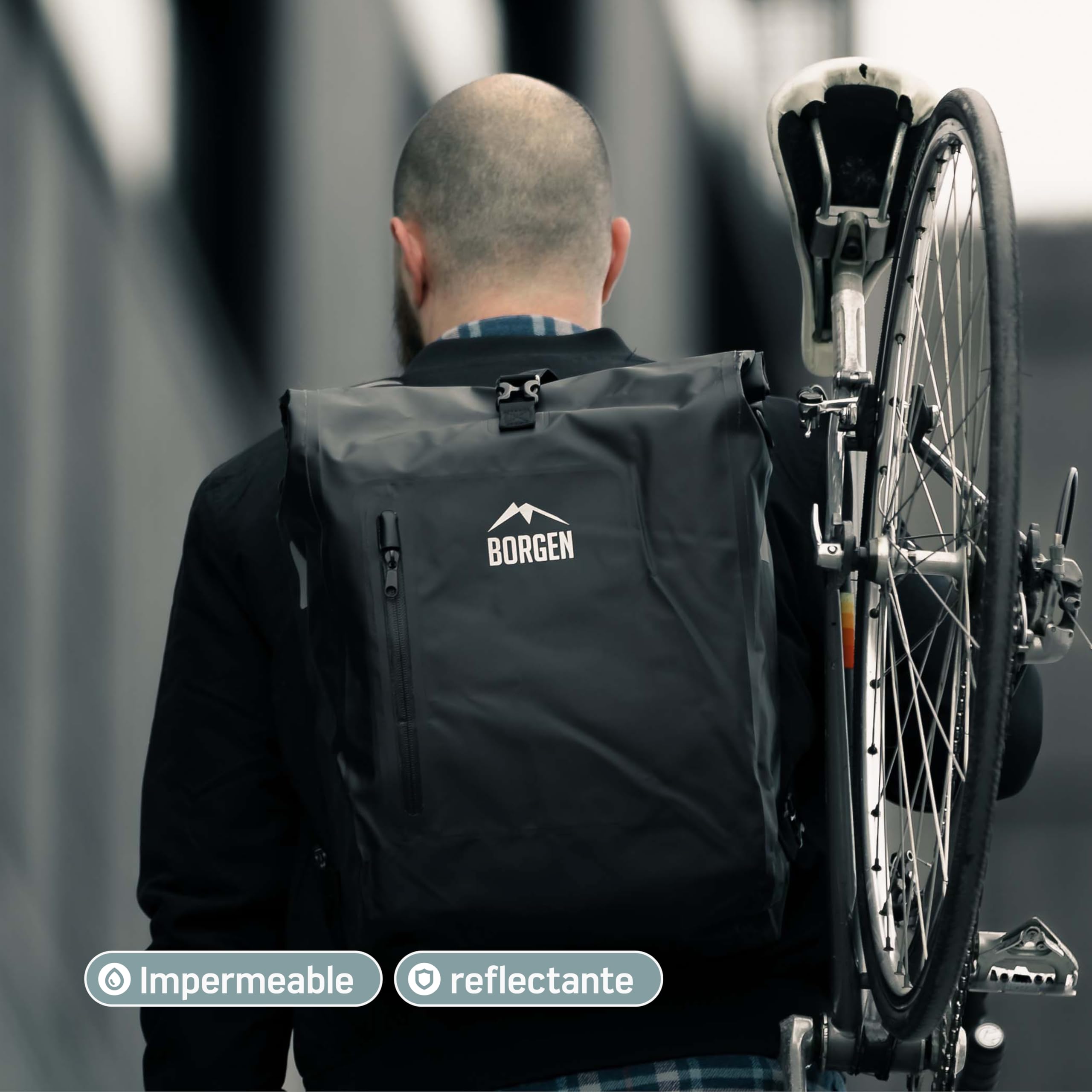 Borgen alforja para bicicleta para portaequipajes, 25 l, 100% impermeable, asa y correa para el hombro