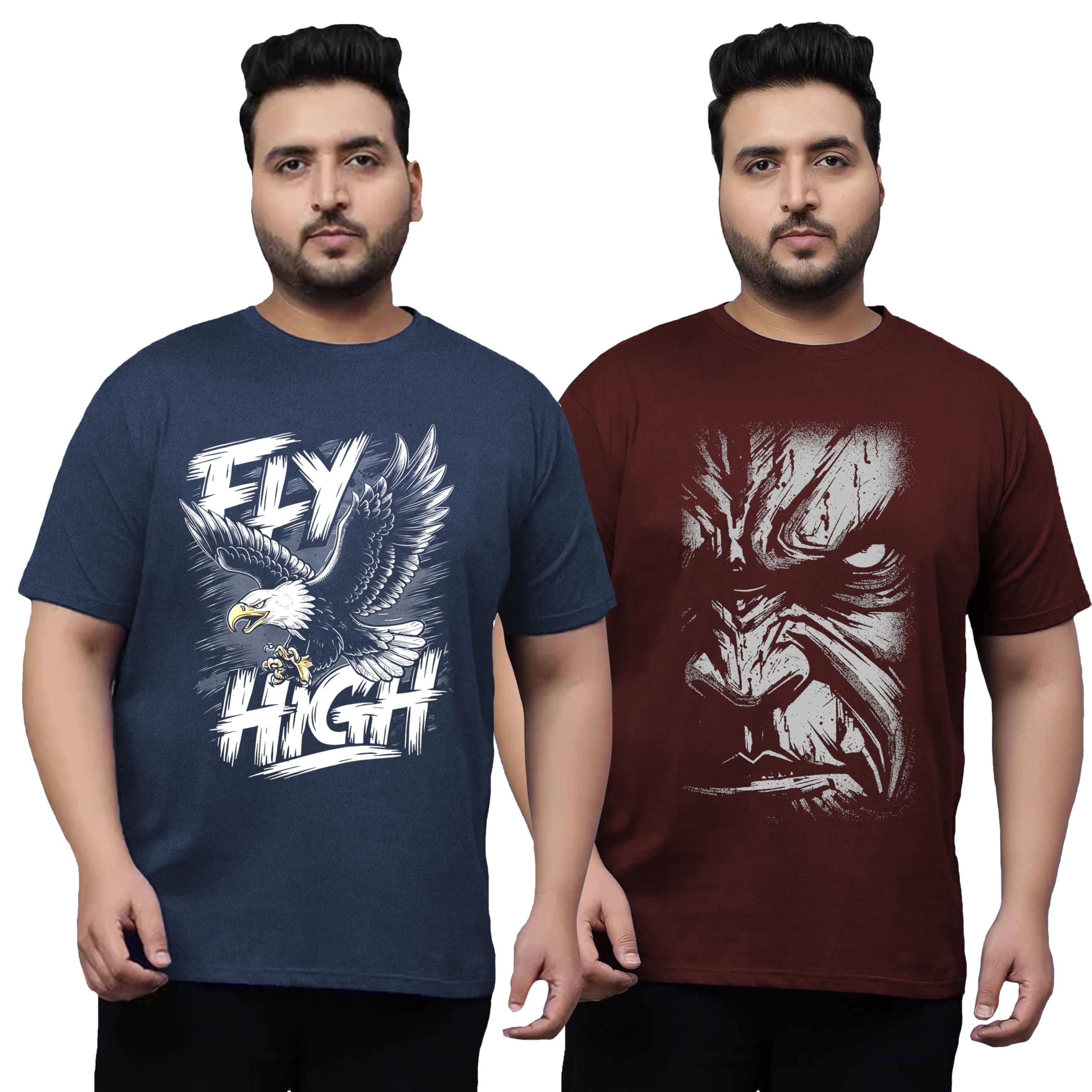 West Gate Clothing Plus Size T-Shirt for Men | Cotton Mens Tshirt XL,2XL,3XL,4XL,5XL | Travel,Gym T-Shirt | Fly High | Mens T-Shirt Combo Pack of 2-picture-26
