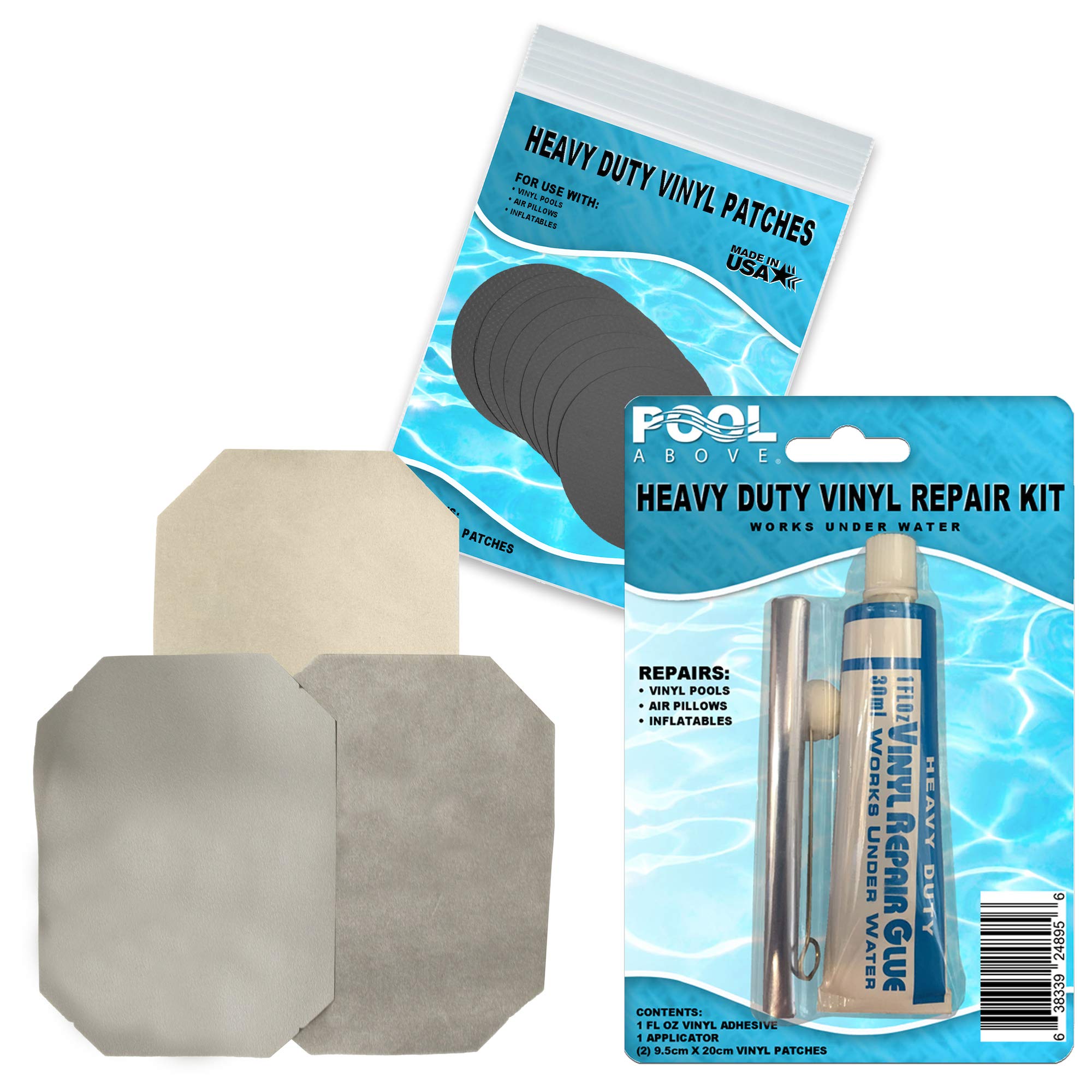 Pool Above Repair Kit for Dura Beam Deluxe Airbed | Vinyl glue | Multi Color Patches