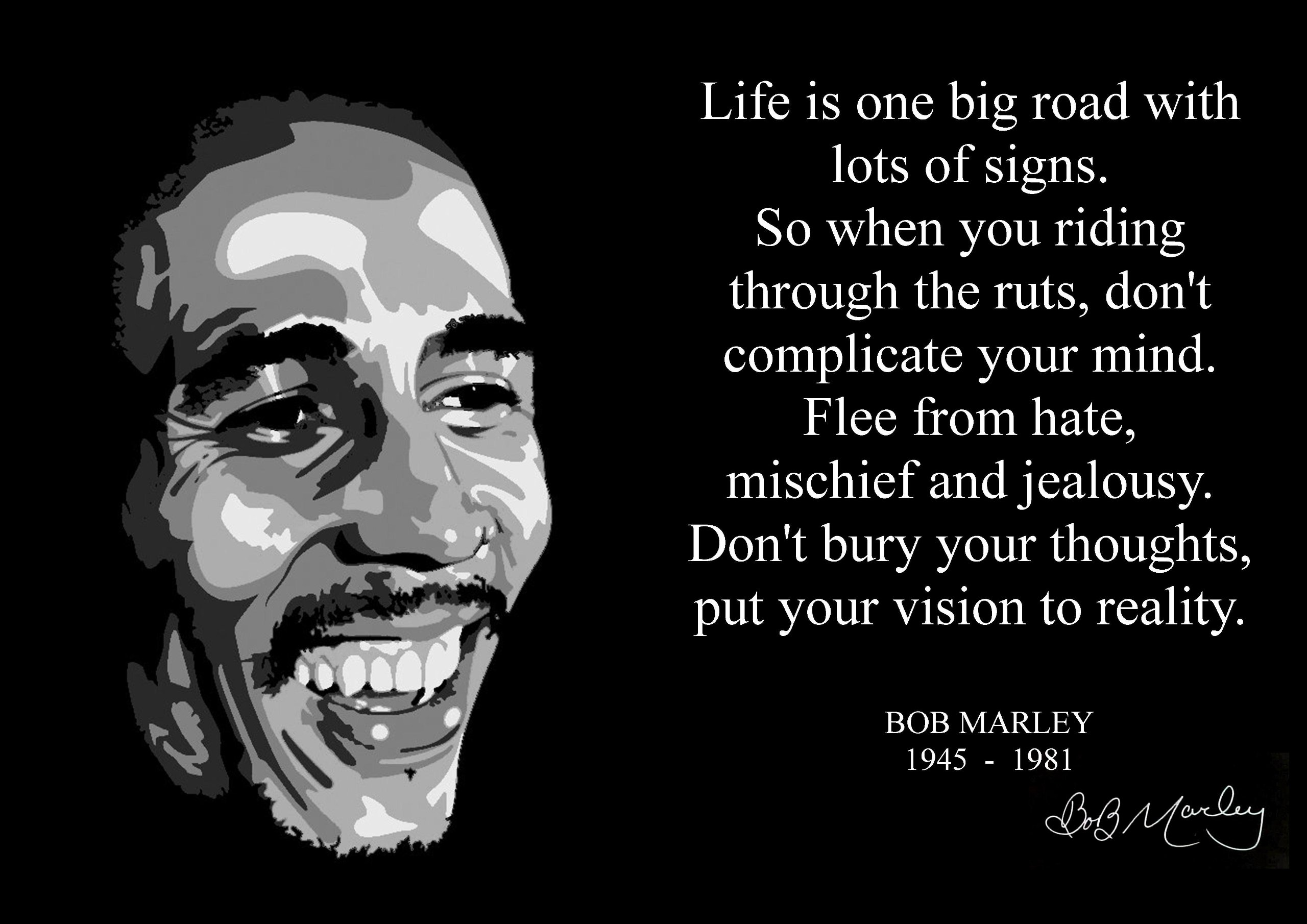 Bob Marley (1) Signed Inspirational Motivational Quote Sign Poster Print Picture