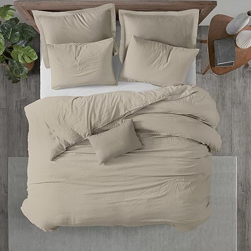 Kotton Culture Funda de edredón de 3 piezas, 100% algodón egipcio, transpirable, para todas las estaciones, con cierre de cremallera y lazos en las