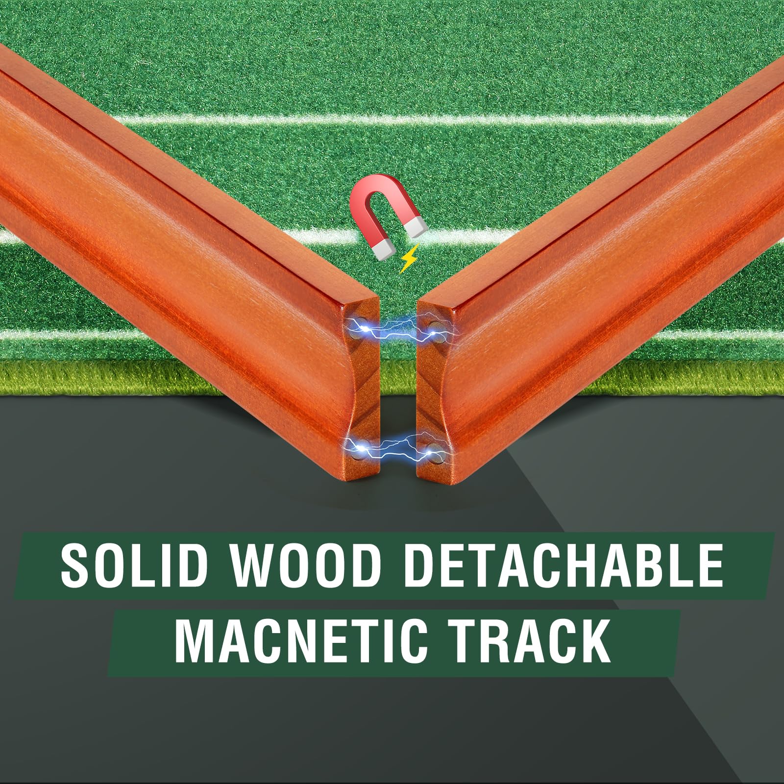 Indoor Putting Green With Ball Return - 2 Hole Training Mat, Solid Wood Base, 2 Balls - Practice Aid for Home, Office, Backyard