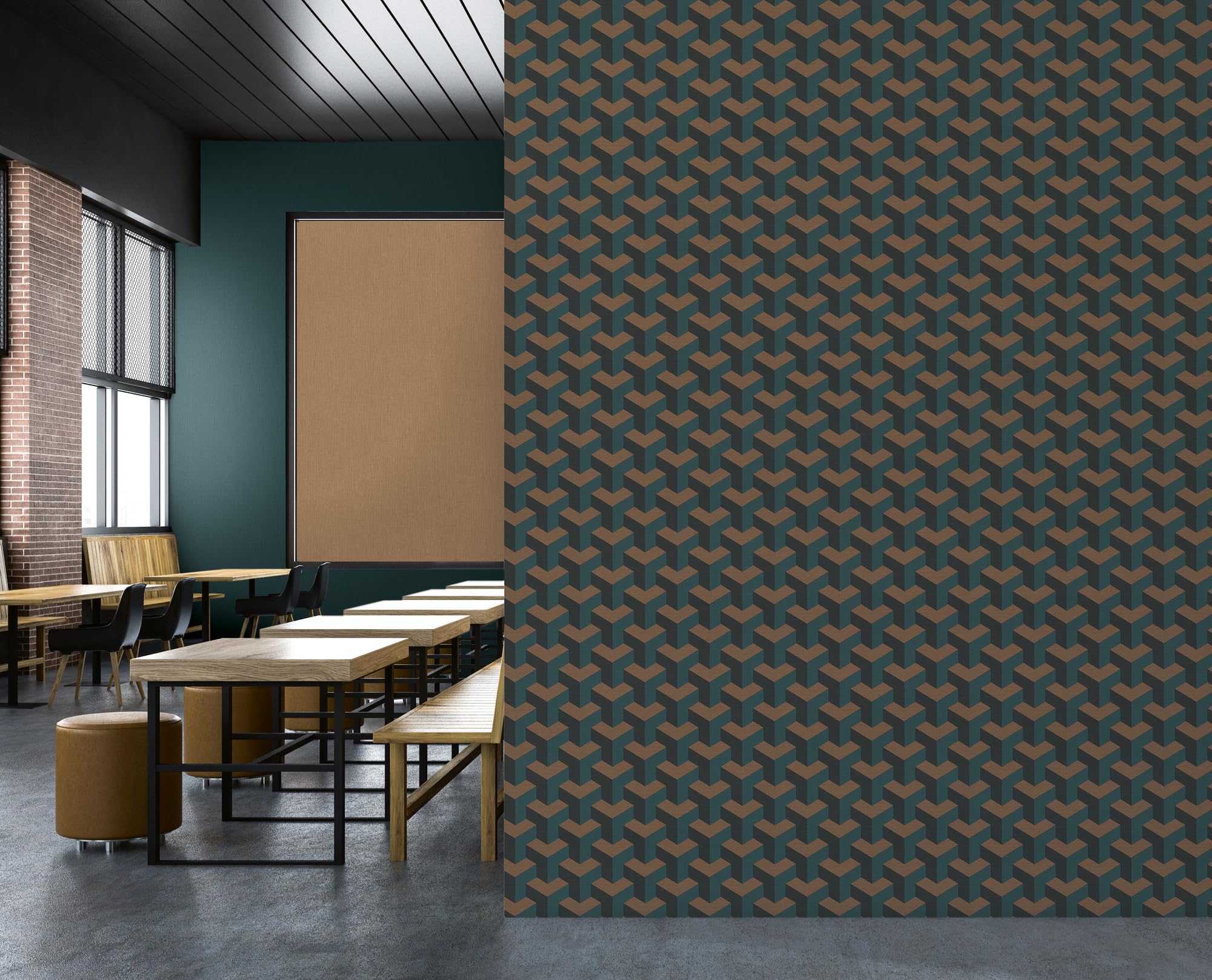 livingwalls papier peint intissé à effet métallique en bleu, vert, noir, rosé, métallisé – papier peint de design contemporain 10,05 x 0,53 m – 781502