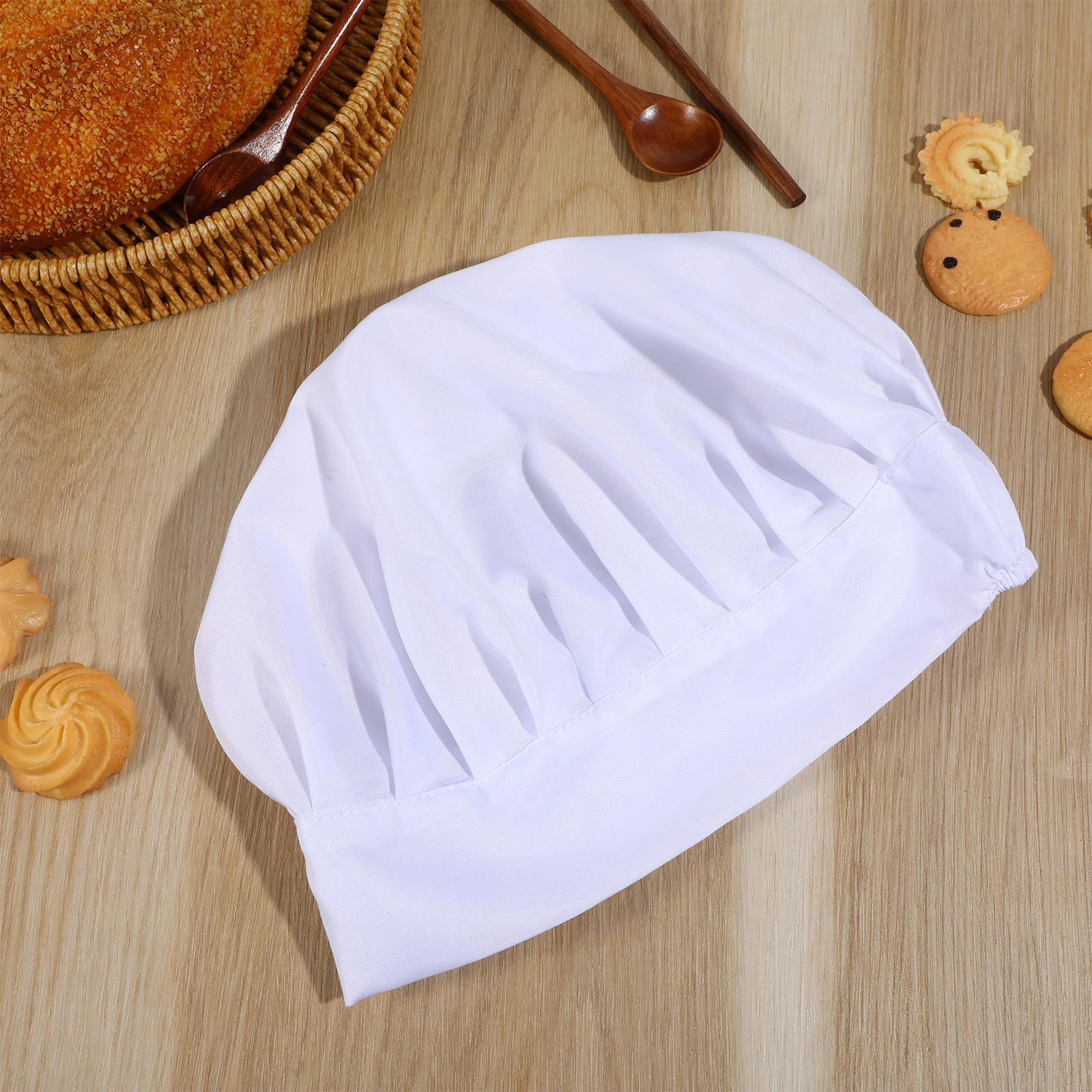 Lot de 2 toques de chef enfants en coton blanc réglables accessoires cuisine