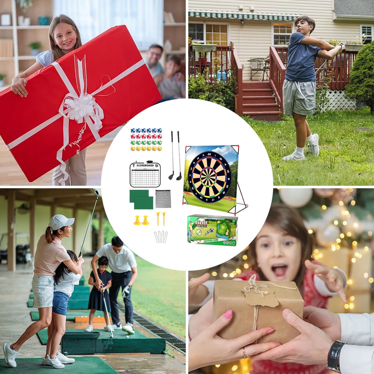 Juego de minigolf, juguetes de golf para niños y adultos, mini maletín de golf, juego de chipping, juego de entrenamiento de golf con 2 palos de golf y 24 pelotas, juego de golf para casa, interior y