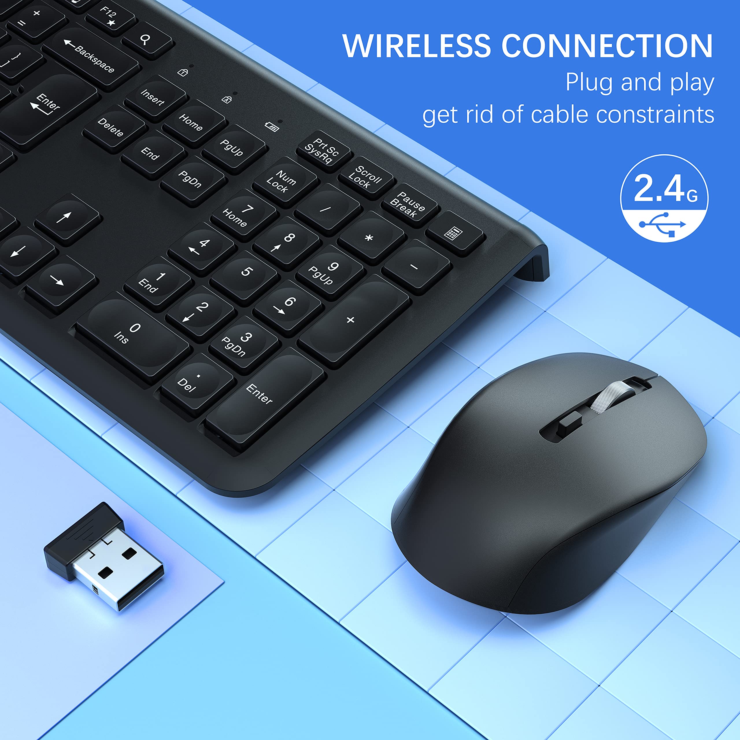 Buy Wireless Keyboard and Mouse Silent Combo, TopMate 2.4G Ultra Slim