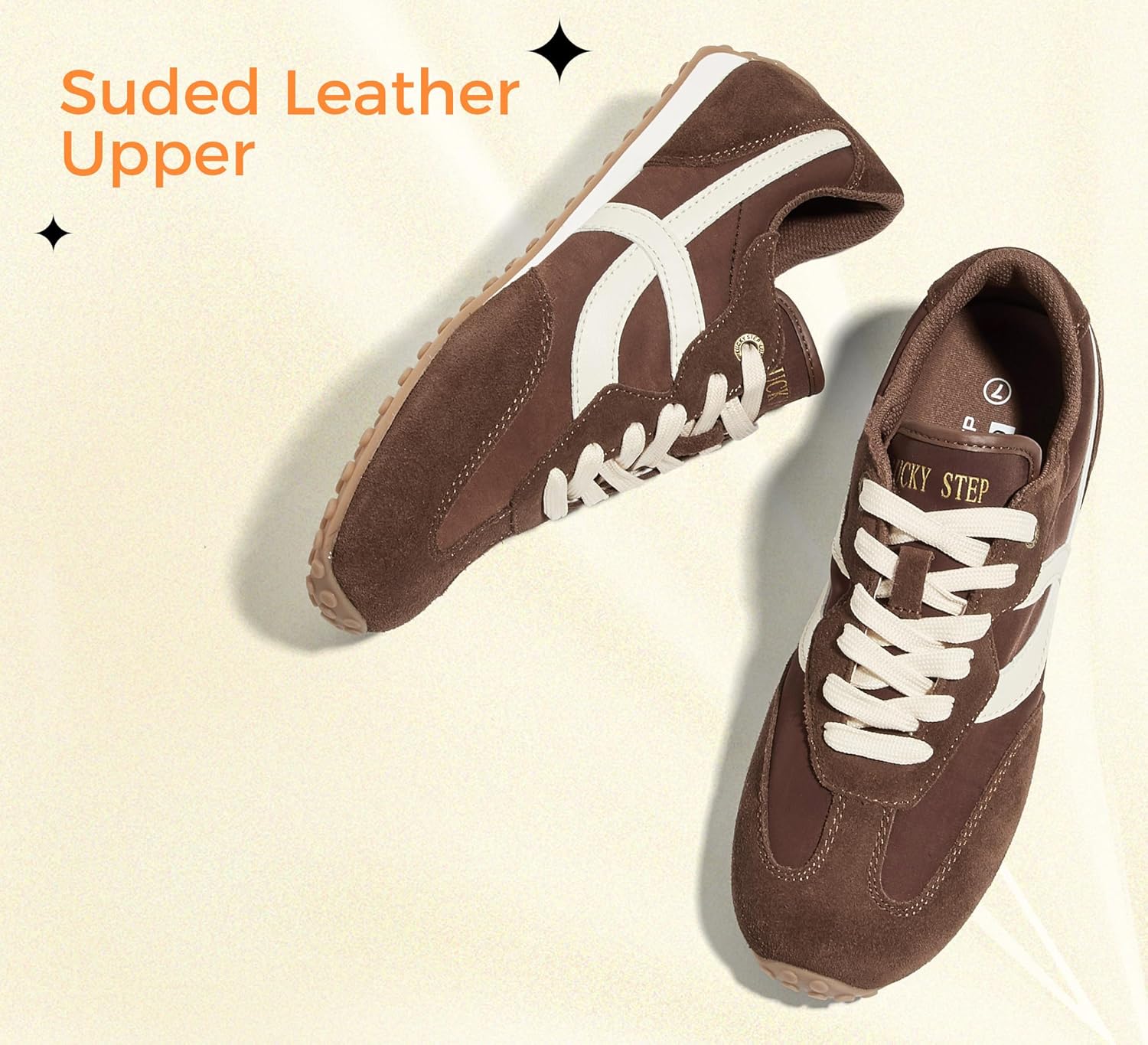 LUCKY STEP Women's Fashion Sneakers - Casual Retro Running Shoes - Non Slip Lightweight Trendy Comfortable Walking Footwear - Image 3