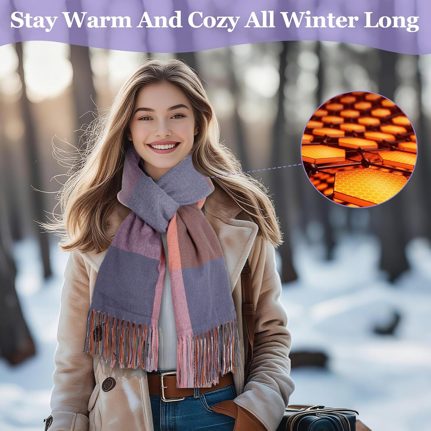 Heated Scarf For Women Men Usb Rechargeable Heated Scarf Portable & Adjustable Neck Warmer - Image 7