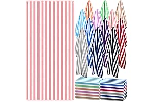 Oversized 12-Pack Coral Fleece Beach Towels in Bold, Striped Hues