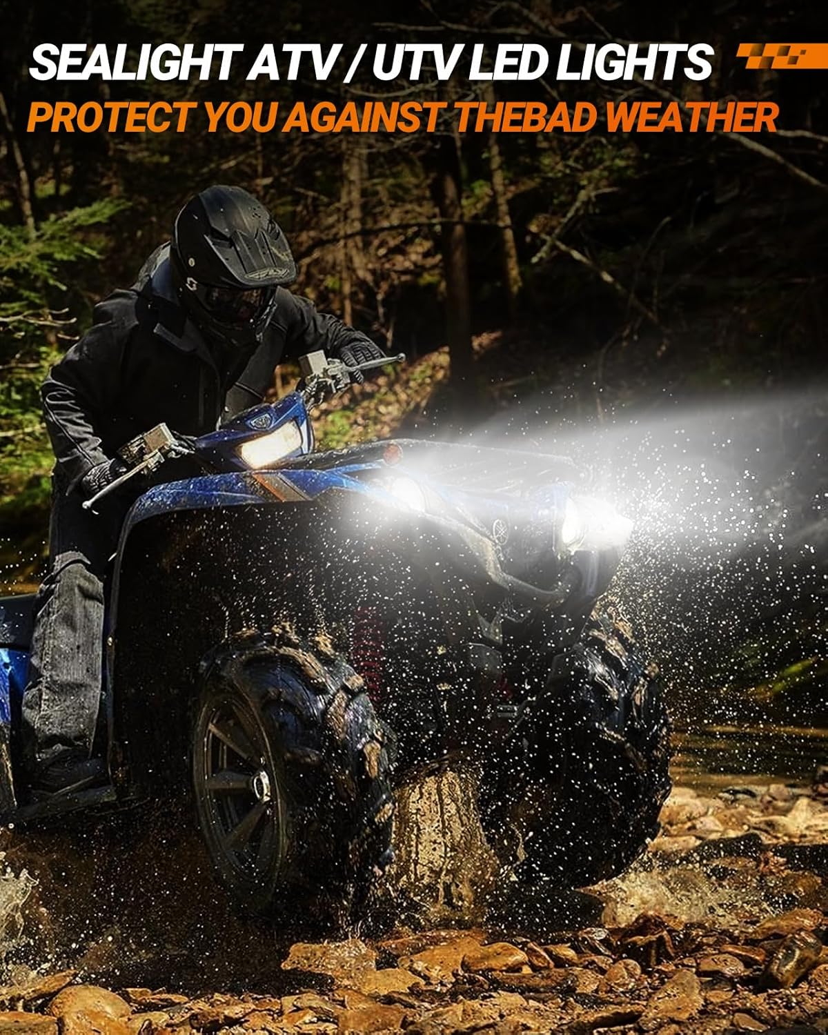 SEALIGHT 9012 Light Headlight Bulbs, 800% 44,000LM Super Bright, 1:1 Real Size, 6500K Cool White Bulbs for Car Powersports ATV/UTV, Pack of 2