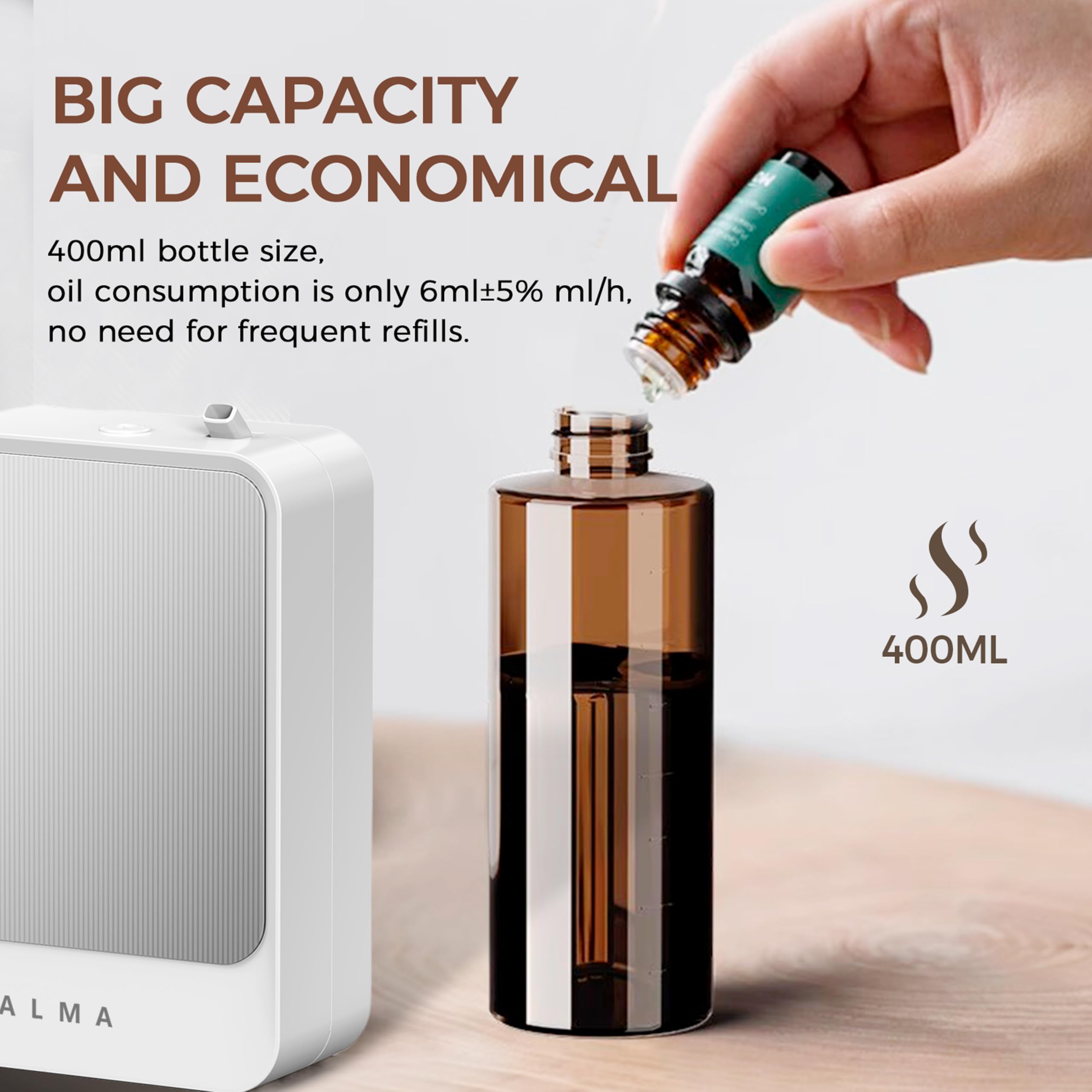 ALMA® Diffusore e Umidificatore di Oli Essenziali – Aromaterapia Ultra-Performante per Grandi Ambienti fino a 200 m² – Tecnologia Silenziosa, Programmazione Intelligente e Design Elegante