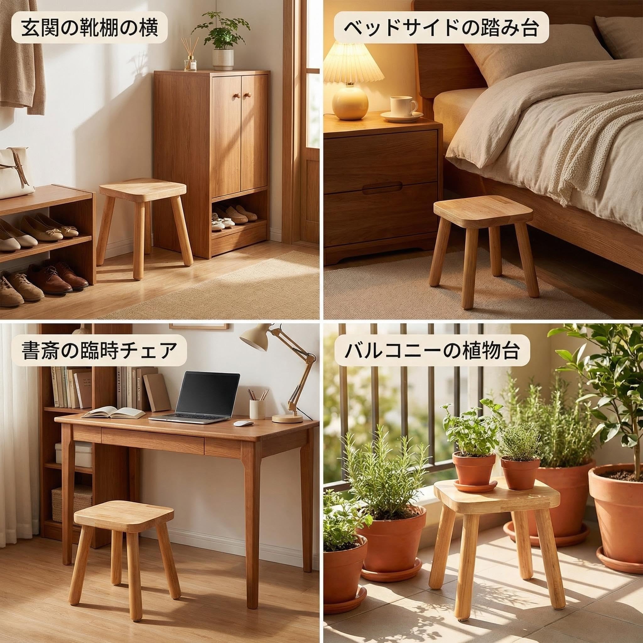 Amazon.co.jp: Pinyunxuan 木製スツール 中実ゴム材の小さなスツール
