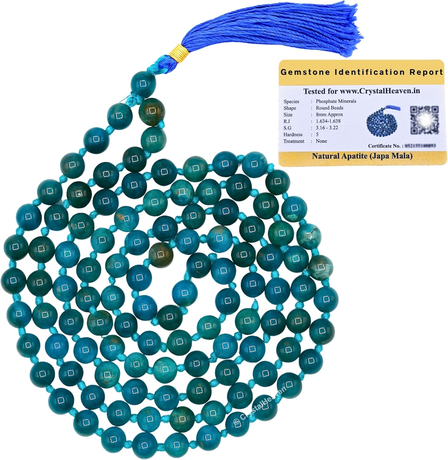 Crystal Japa Mala - 108 Beads Buddhist Prayer Beads - AAA Grade Original Healing Gemstone Agate Mala for Yoga Meditation Spiritual Reiki Feng Shui