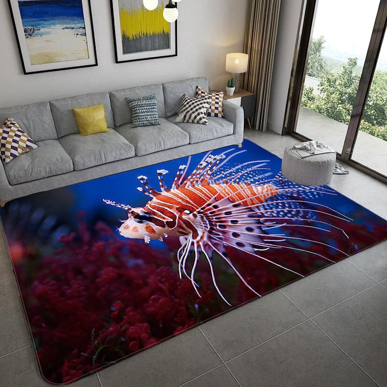 Tapis de salon poisson lavable et anti-glisse pour éviter les chutes dans l'entrée