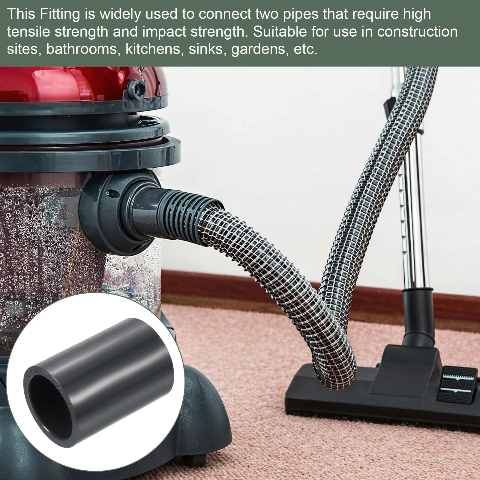 YOKIVE 3 Pcs UPVC Fitting, Straight Adapter Connector Connect Pipe Socket Schedule 80, Great for Bathroom Kitchen, Sink (Gray, 1") - Image 3