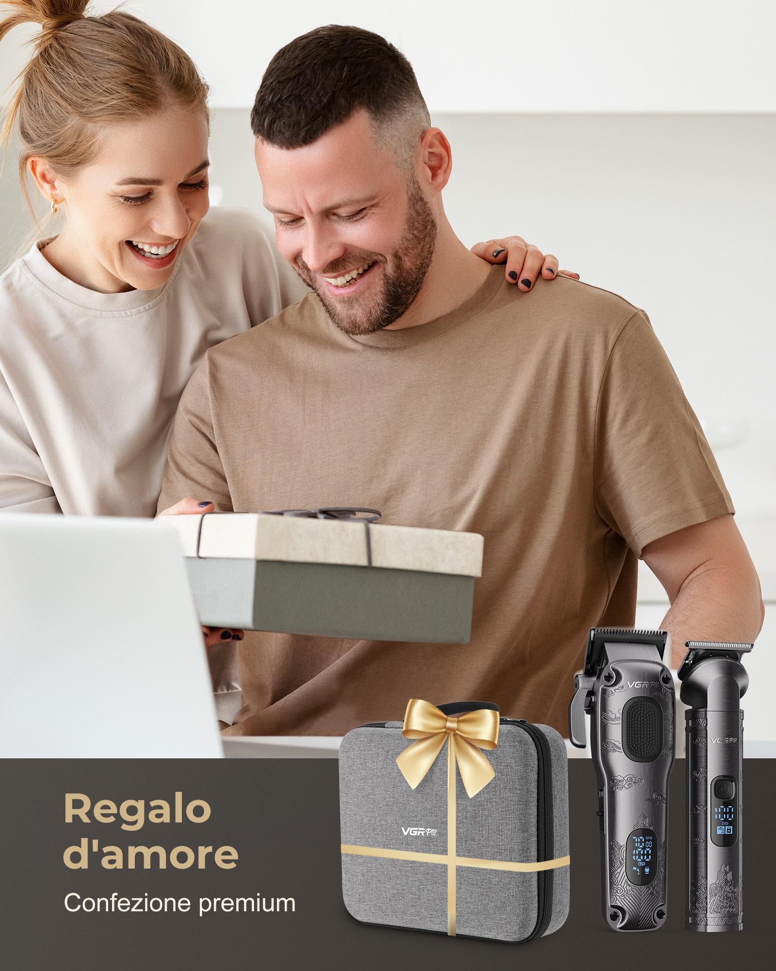 VGRPRO Professioneller Haarschneider und Trimmer für Herren im Bundle mit Ersatzklingenset, 7000 U/min Barber Grooming Kit für Haarschnitte, Barttrimmen, Zuhause und Salon