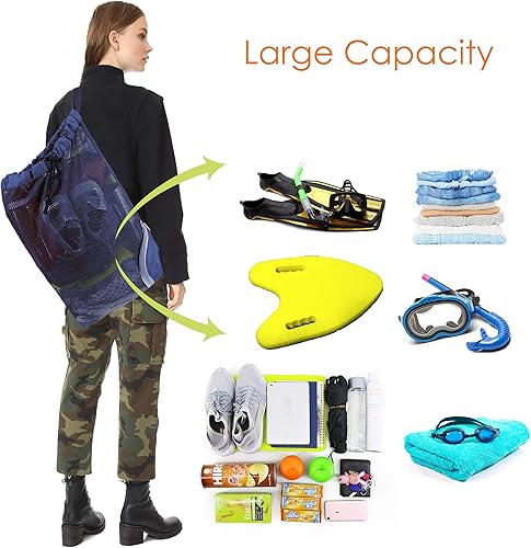 Miniatura 6 de BeeGreen Mochila con cordón para hombres y mujeres, atlética, gimnasio, deportes, entrenamiento, playa, natación