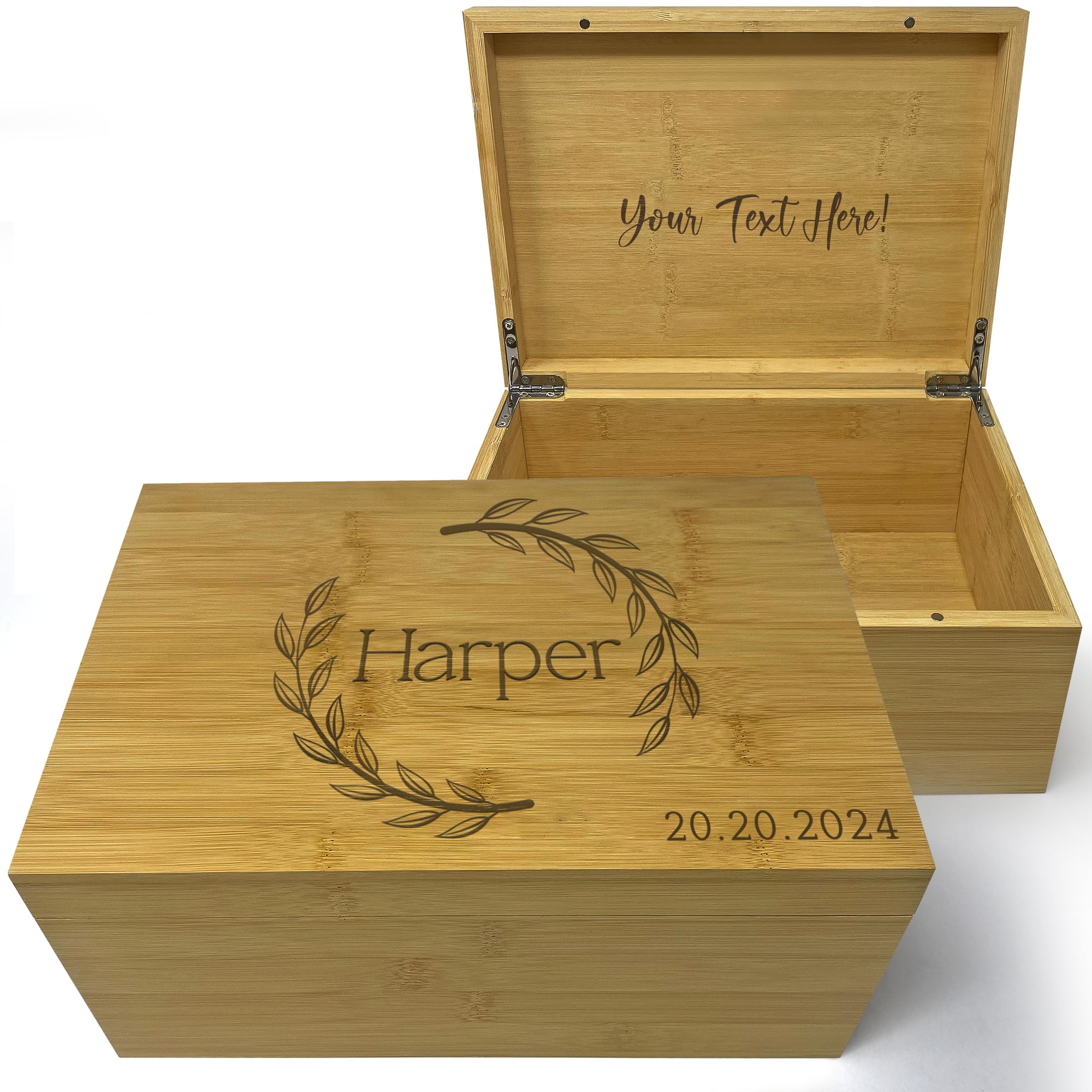 Custom Newborn Keepsake Box Baby - First Birthday Memory Box for Kids, Inside Space, Engraved Time Capsule Boxes 1st Birthday Keepsakes Gifts for Babies, Baby Gift Shower for New Parents, 11x8x4,75 in