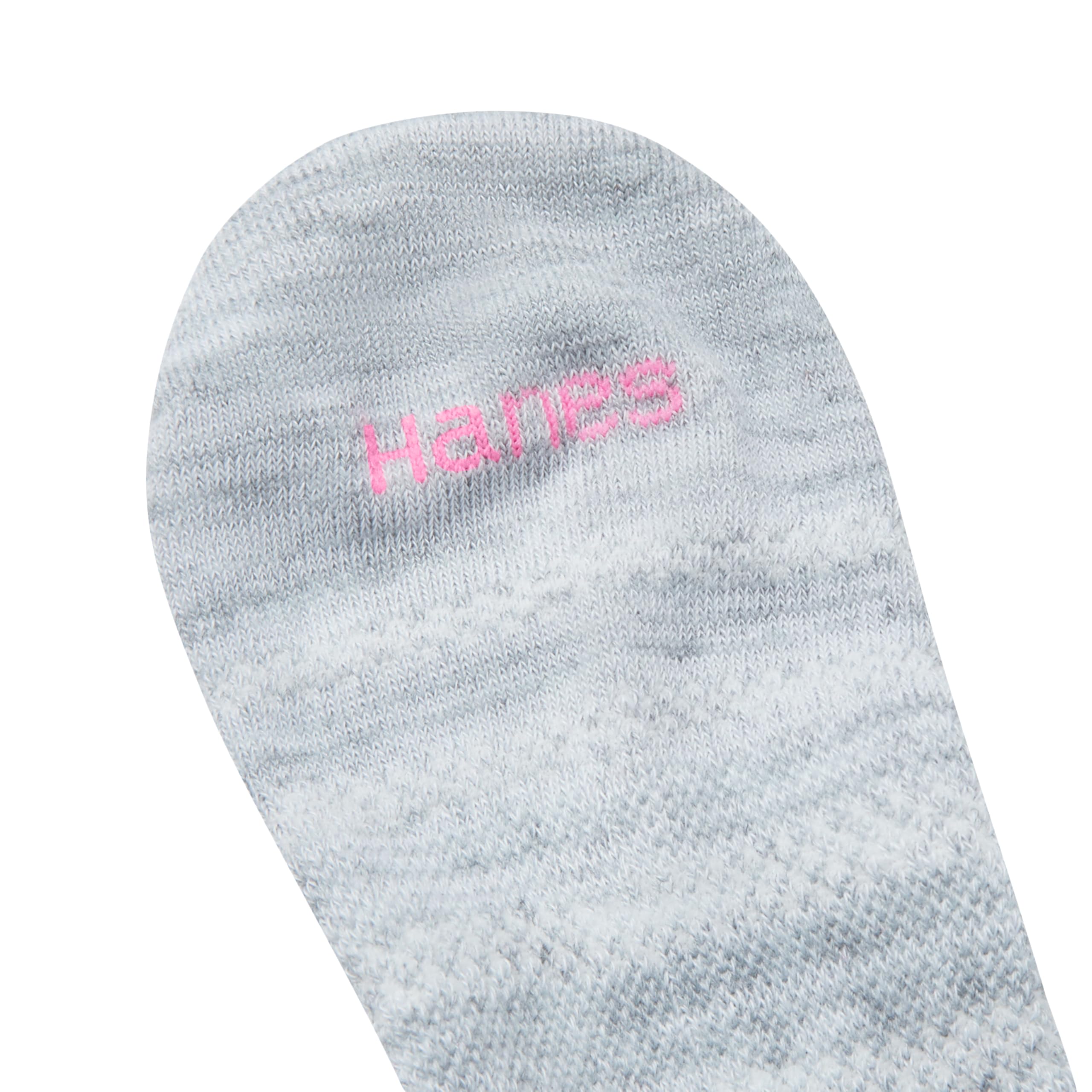 Hanes Women's Lightweight Breathable Super No Show Socks 6 par, różowy/szary akcentujący design, rozmiar buta: 5-9, Różowy/szary akcent