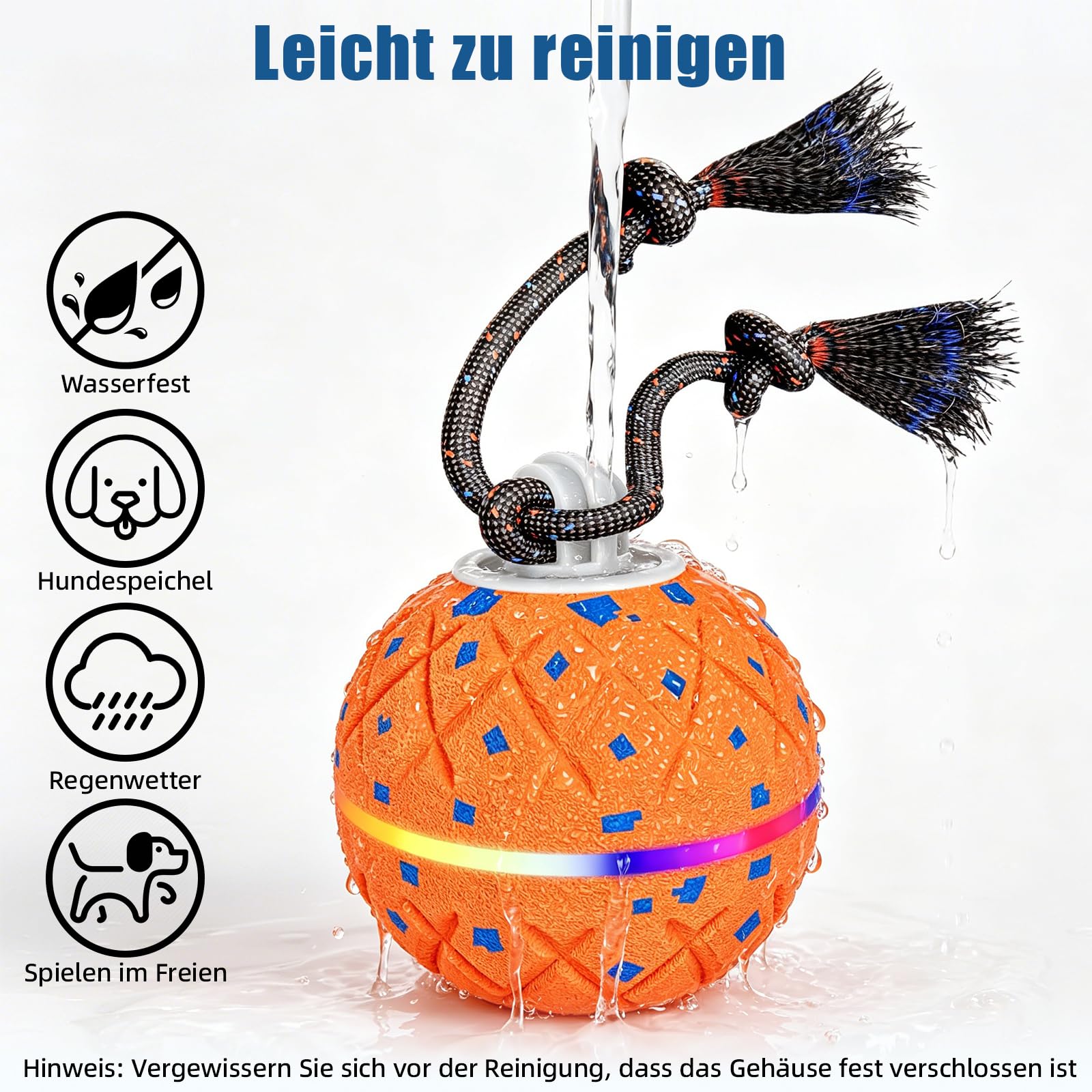 Hundespielzeug,Interaktives Hundespielzeug Hoch Elastisch und Robust Hundeball,Verschiedene Spielmodi mit Rotierendem Licht und Vogelzwitschern zur Aufmerksamkeitslenkung Ihres Haustiers