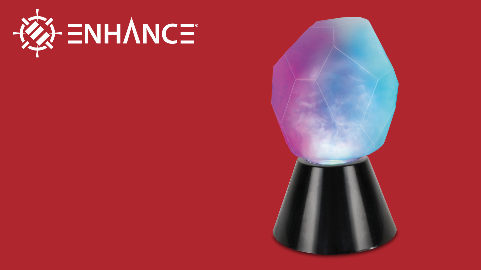 Image of ENHANCE Tabletop Crystal Mood Light - Crystal Lamp for DnD, RPG, Board Game Night Ambience with Swirling RGB LED Effect - Battery Powered 40 Hours or USB-C Plug In, Ambient Game Lighting