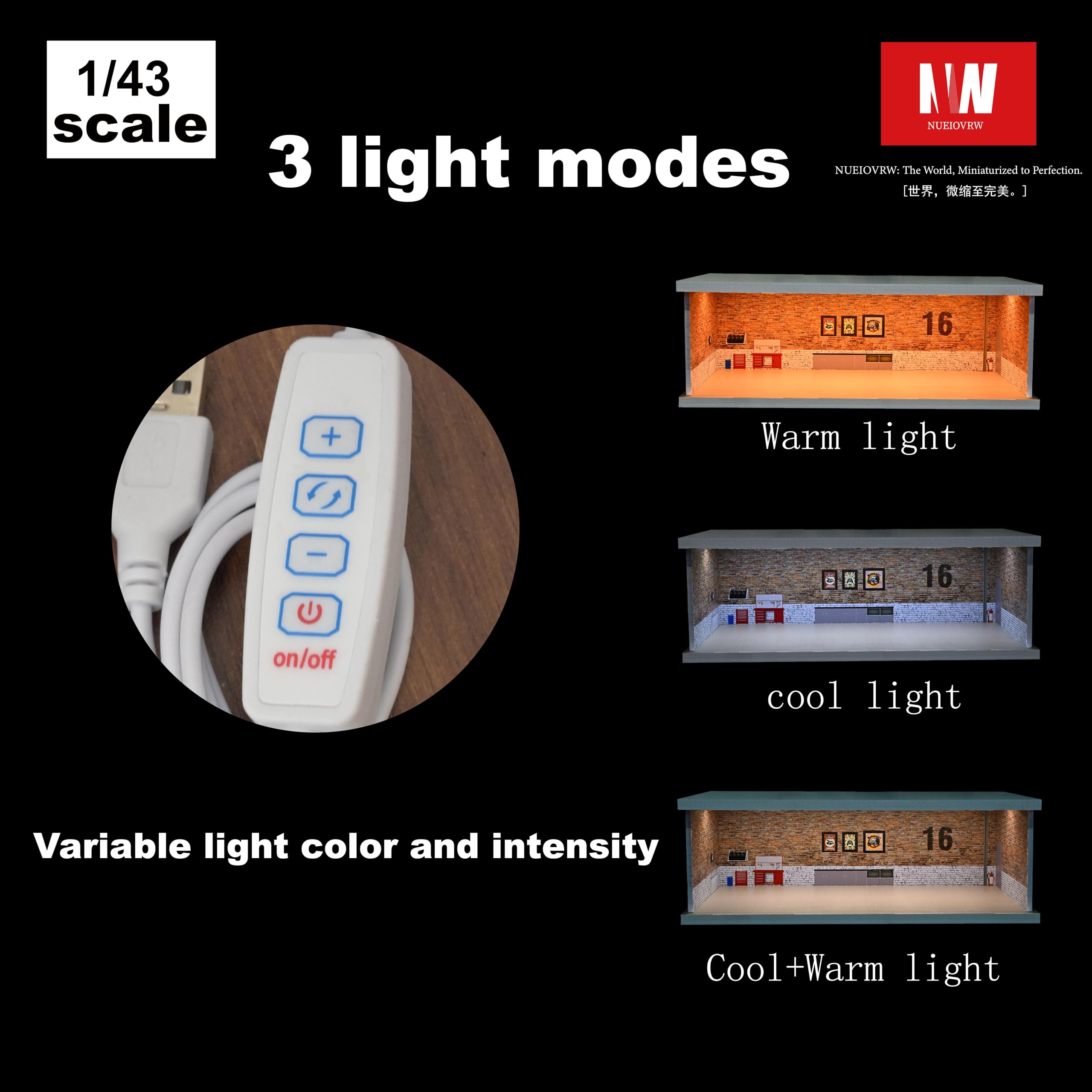 NUEIOVRW 1/43 Diorama Display Case with Tri-Colour Dimmable Lighting - Image 2
