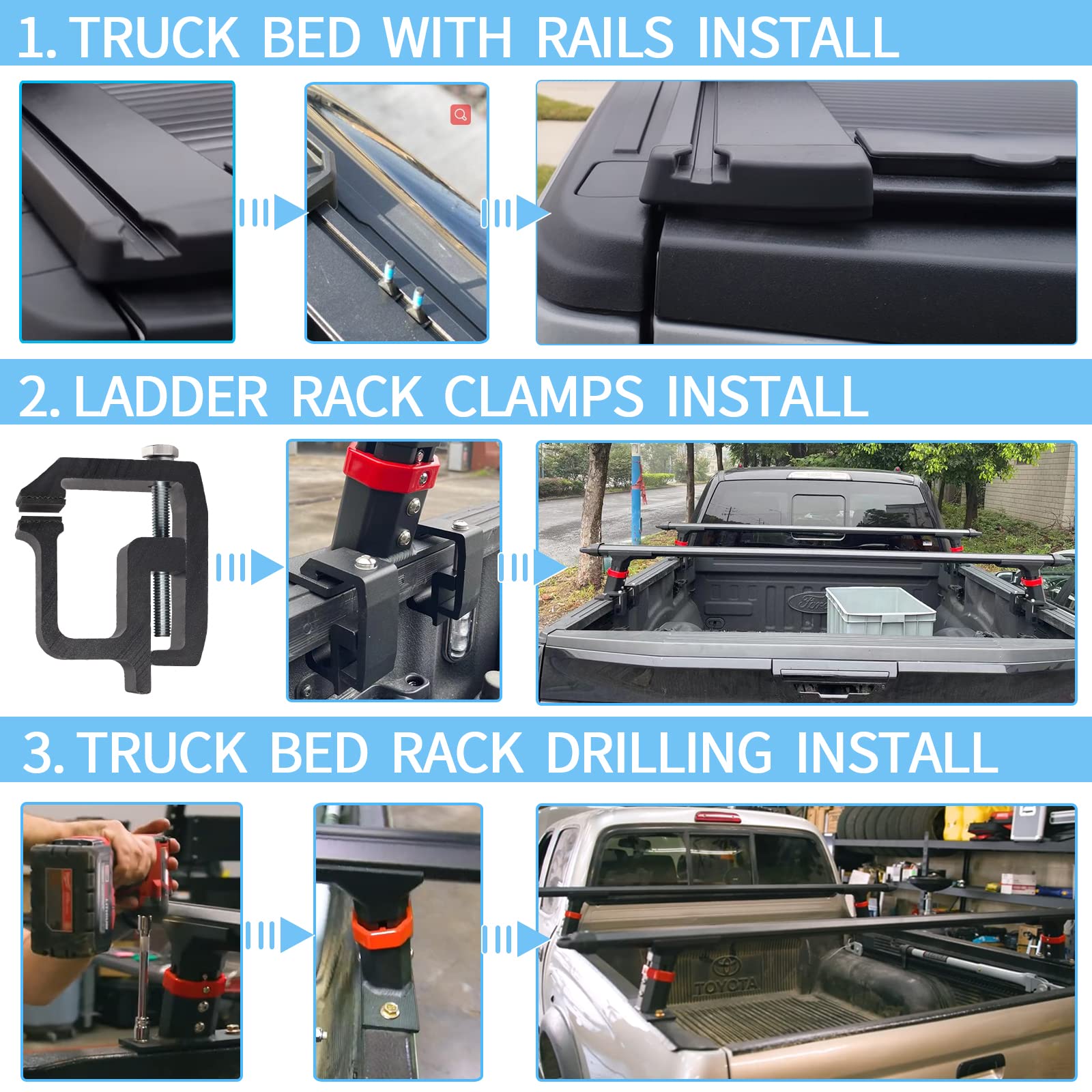 Buy Truck Bed Racks Low Profile, MONOKING Truck Ladder Racks Adjustable