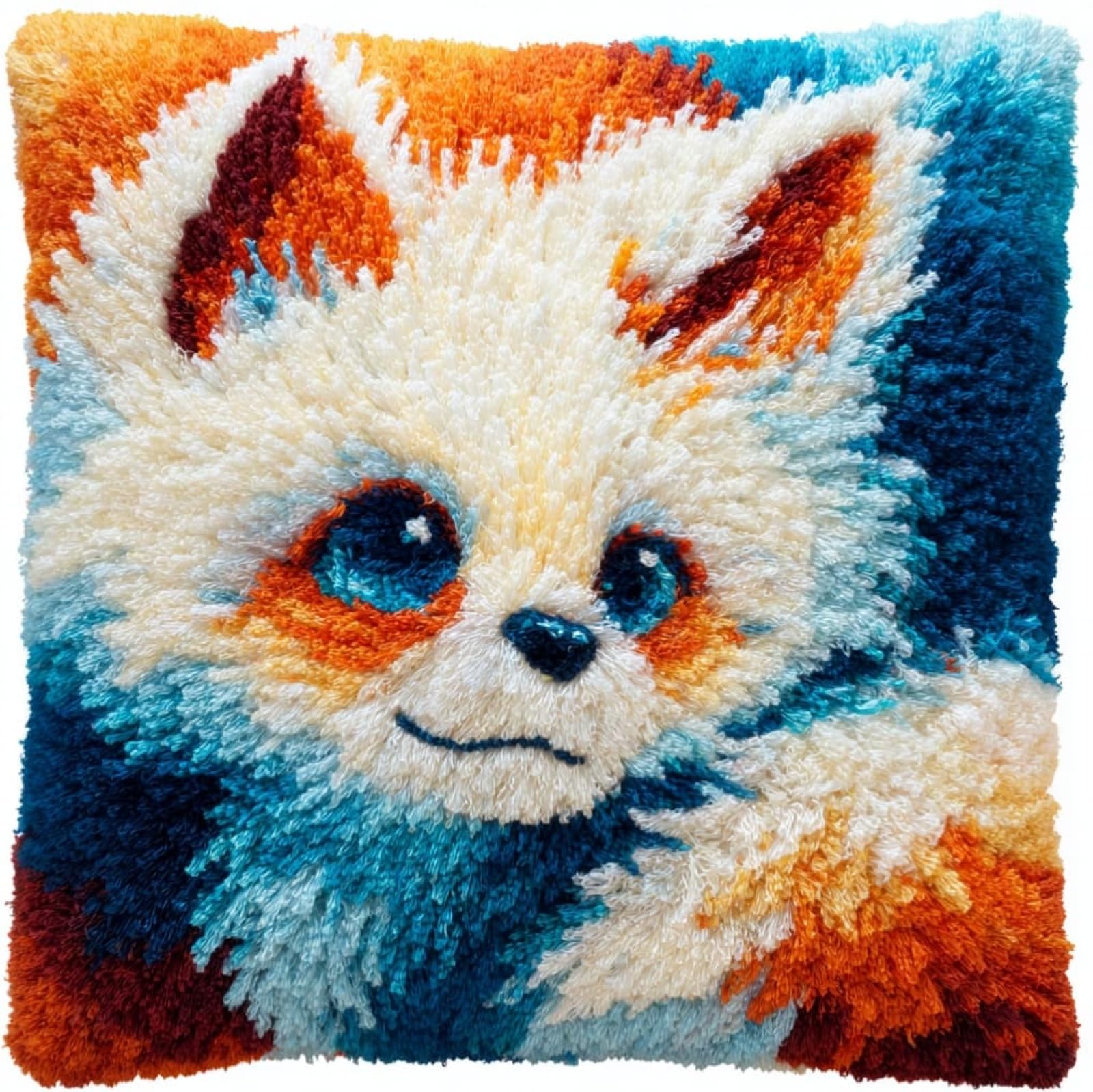 Wallustrioaw Animal Fox Latch Hook Pillow Cover Making Kit 43X43cm,