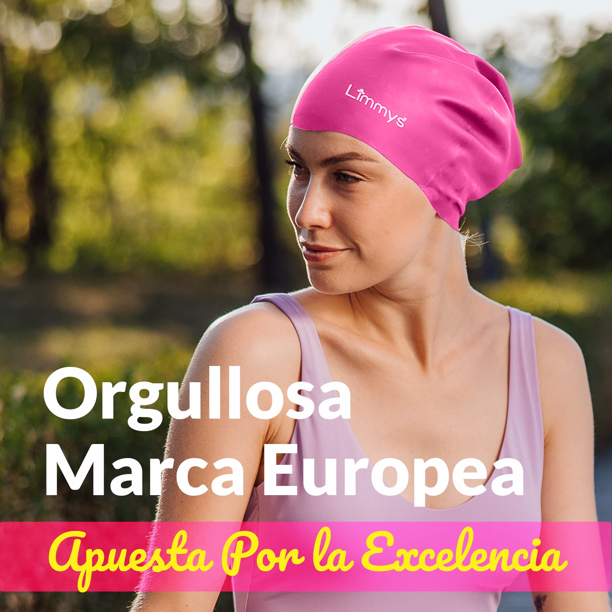 Limmys Gorro de natación Pelo Largo Mujer y Hombre – Gorro Silicona elástica con Espacio Extra, sin látex, para Cabello Grueso y Rizado – Ajuste sin presión, Antideslizante, fácil de Poner y Quitar