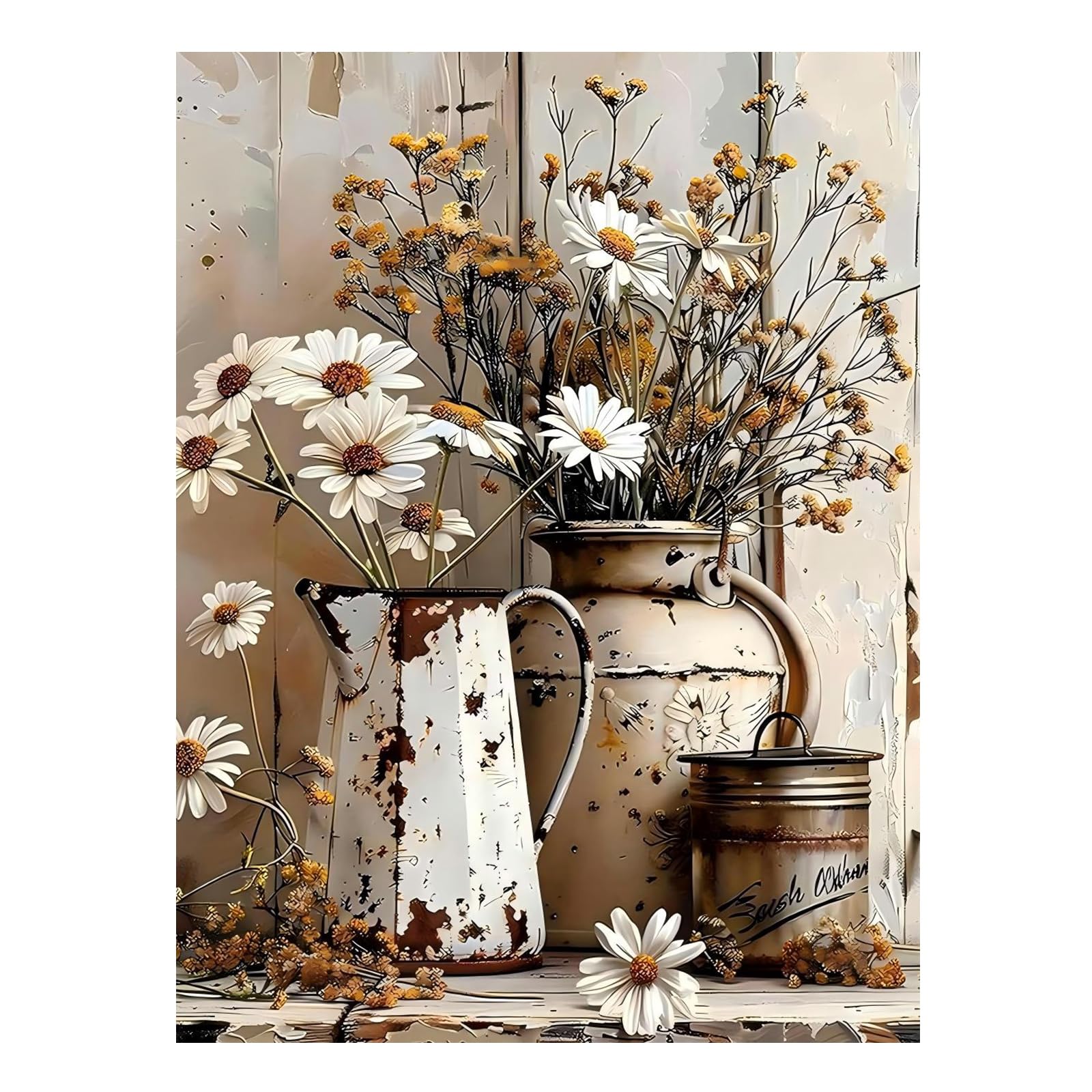 Flowers Paint by Numbers Kit for Adults, Daisy Paint by Numbers Kit for Adults Beginners, DIY Acrylic Painting on Canvas for Home Wall Art Decor 12x16Inch โ image 1