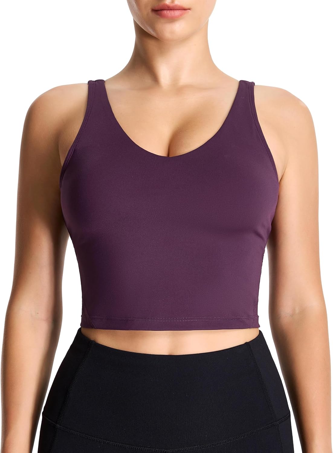  Womens' Sports Bra Longline Wirefree Padded with Medium Support