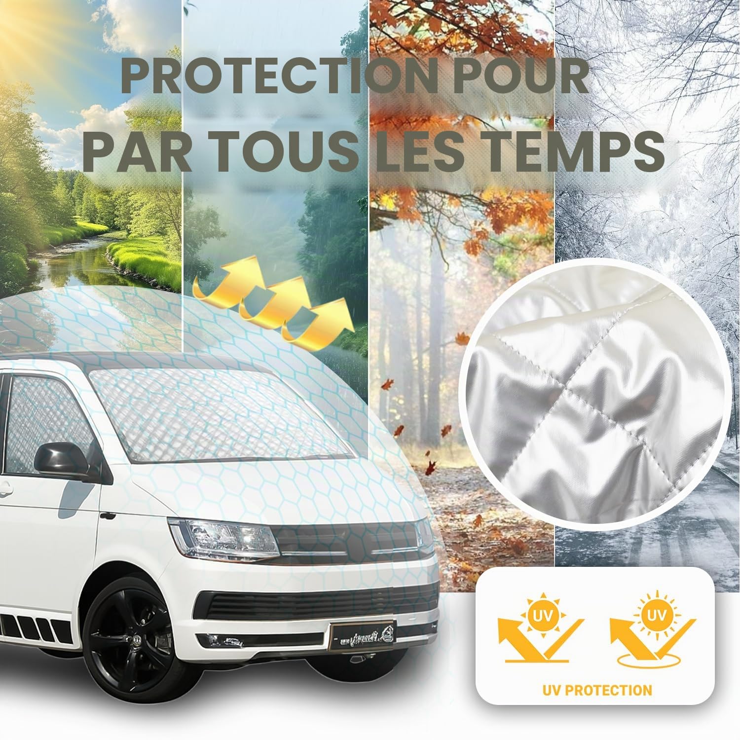 Kit de tapis thermique pour voiture, 3,5 x 1,47 m, kit de tapis thermique, à monter soi-même, couverture de fenêtre universelle, isolation thermique, protection contre la lumière et la vie privée