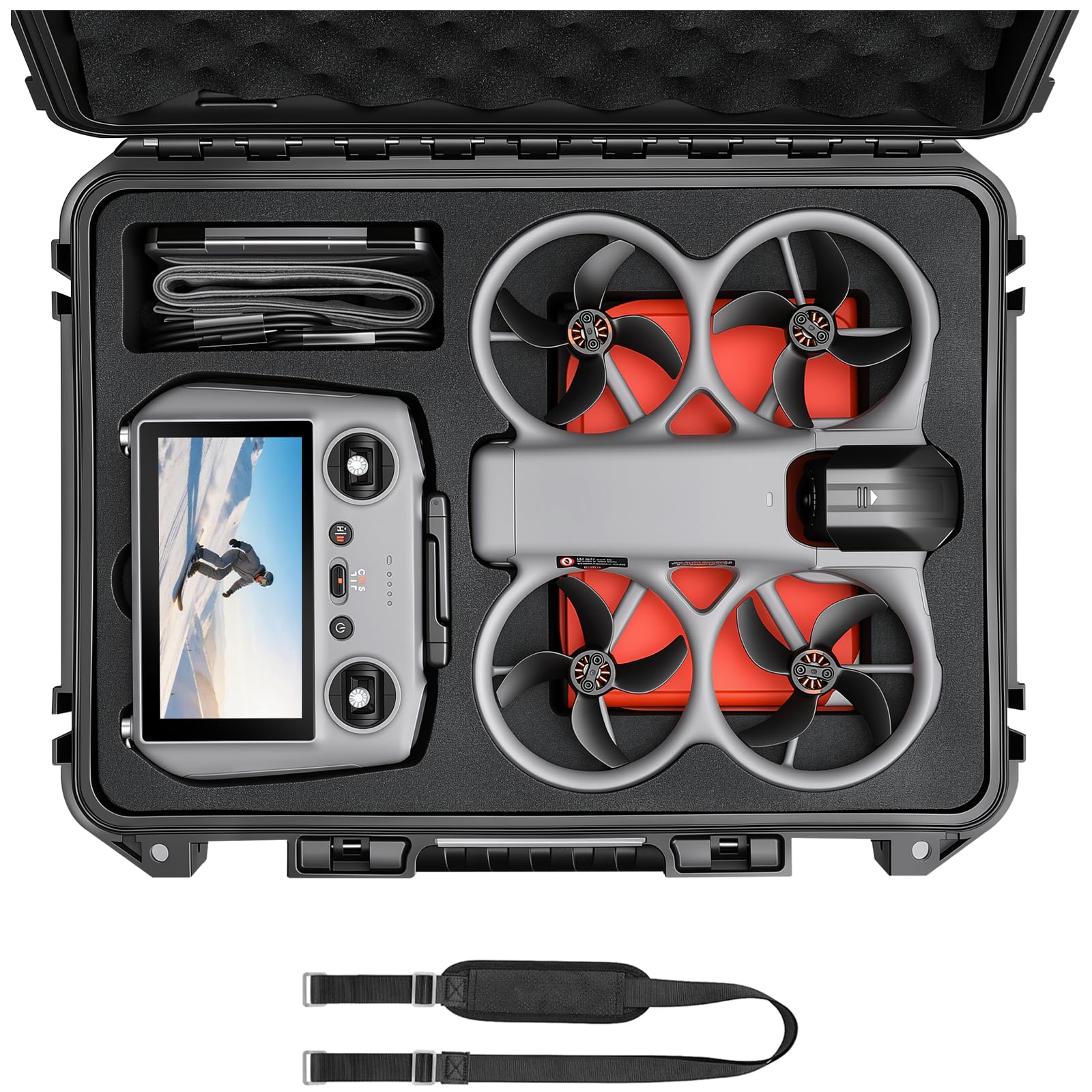 FPVtosky Valigetta Rigida per DJI Avata 360 & RC 2 – IP67 Impermeabile, con Posto per Tappetino di Atterraggio & Stazione di Ricarica Accessori [SOLO VALIGETTA]