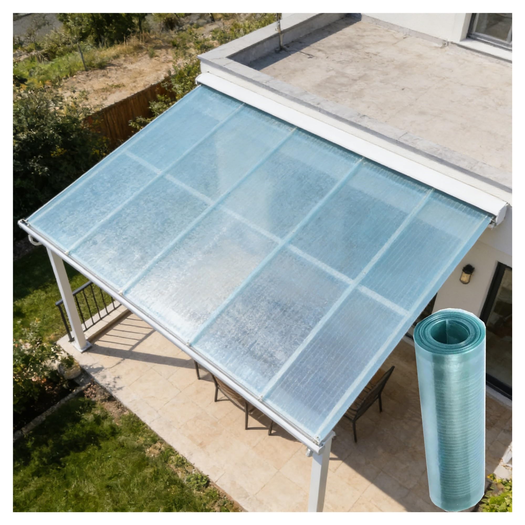 Lámina de Policarbonato Cubiertas Paneles para Invernaderos Cubiertas Plásticas Resistentes Rayos UV Lluvia para Jardinería, Agricultura, Salas(0.8x20m/2.62x65.6ft)