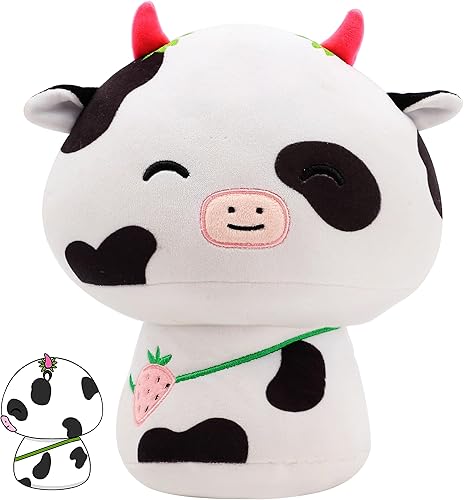 Miniatura 6 de Cuteoy Almohada de peluche de hongos y vaca de fresa, almohada de ganado de peluche, juguetes de peluche, muñecas suaves y lindas, regalos para