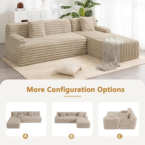 Miniatura 4 de Modular Sectional Couches Sofa, Convertible L Shaped Couch and Sofa Bed, Cloud Floor Lounge for Living Room Furniture Sets,Coffee