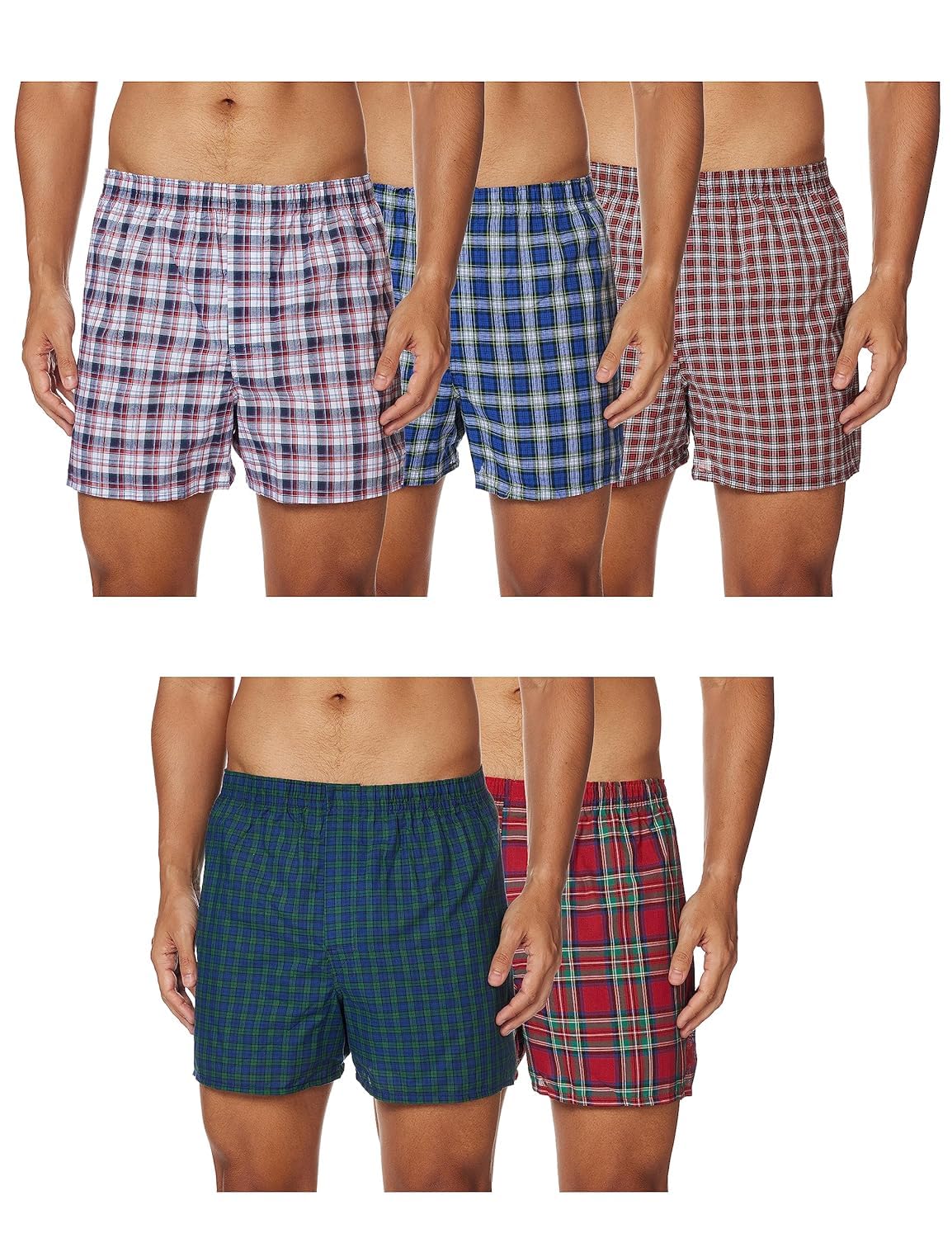 Hanes Mens Tagless Boxer With Exposed Waistband Multi-Packs, 5 Pack - Assorted, XXL