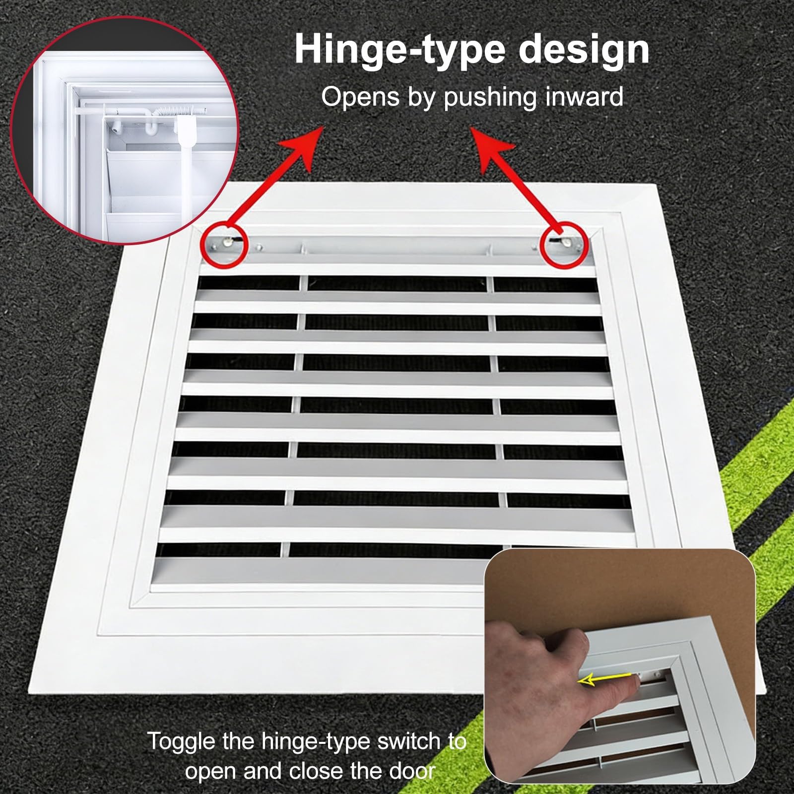 Rejilla, Puerta de Acceso con Rejilla, Tapa de Aluminio para Orificio de Pared para Retorno de Aire y Acceso de Mantenimiento, Interruptor Oculto, 40 x 60 cm (15,7 x 23,6 Pulgadas), diseño d